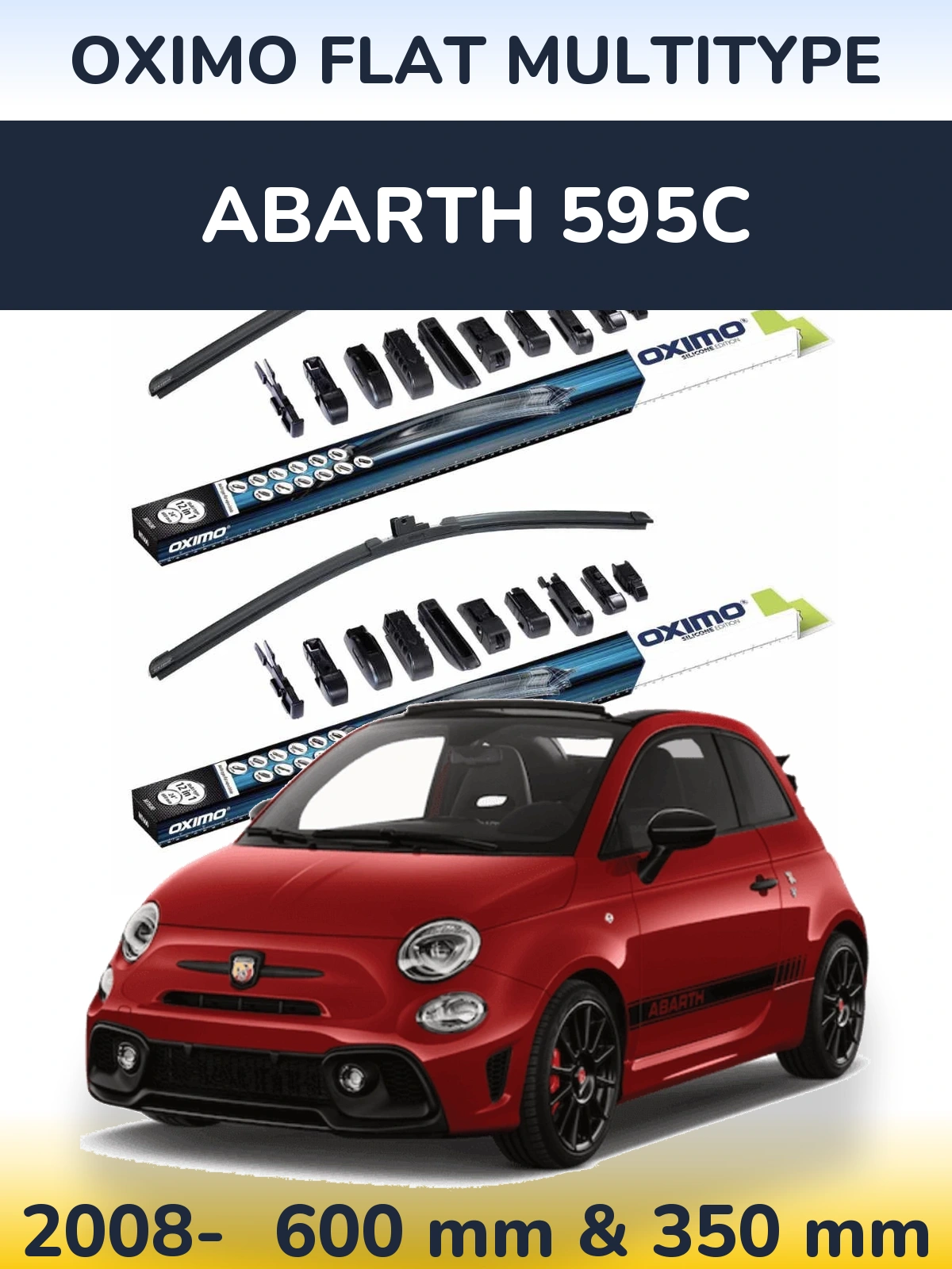Front wiper blade set Oximo Flat MultiTypee 600 & 350 мм for Abarth 595C 2008-2026