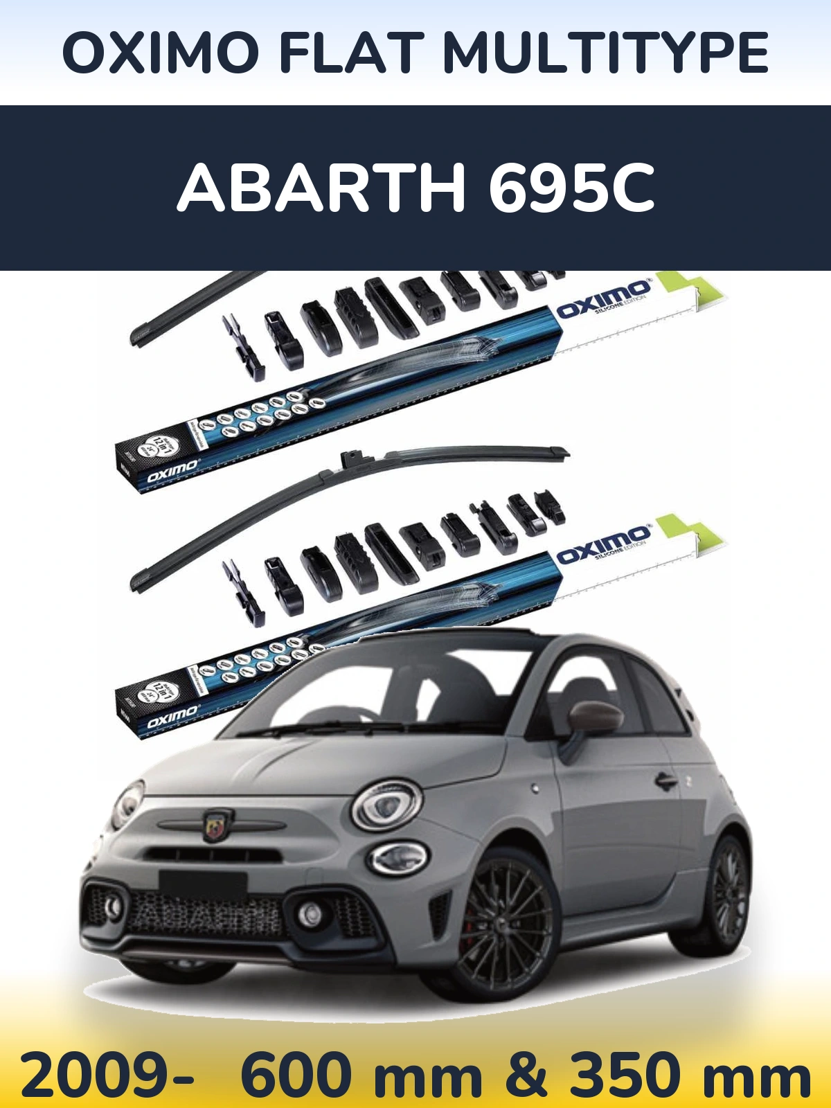 Комплект передніх щіток Oximo Flat MultiТипe 600 & 350 мм для Abarth 695C 2009-2026