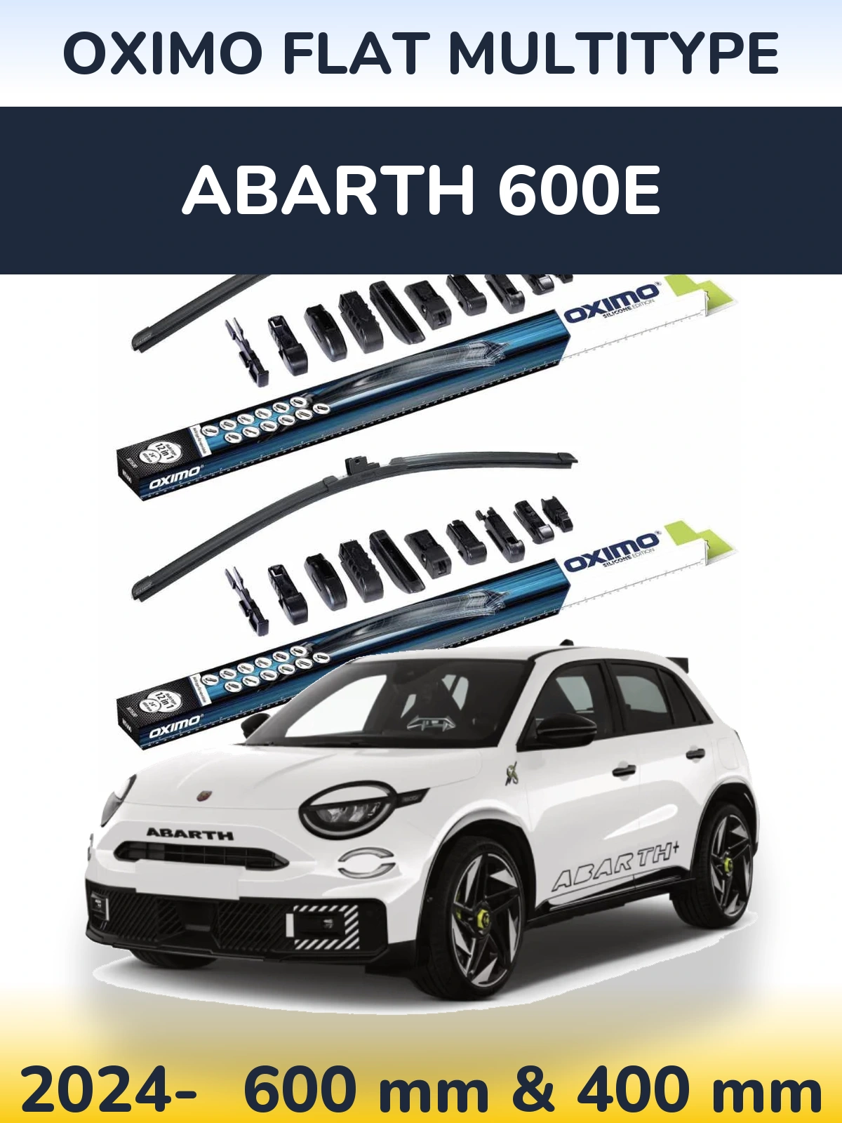 Komplet przednich wycieraczek Oximo Flat MultiType 600 & 400 mm do Abarth 600e 2024-2026