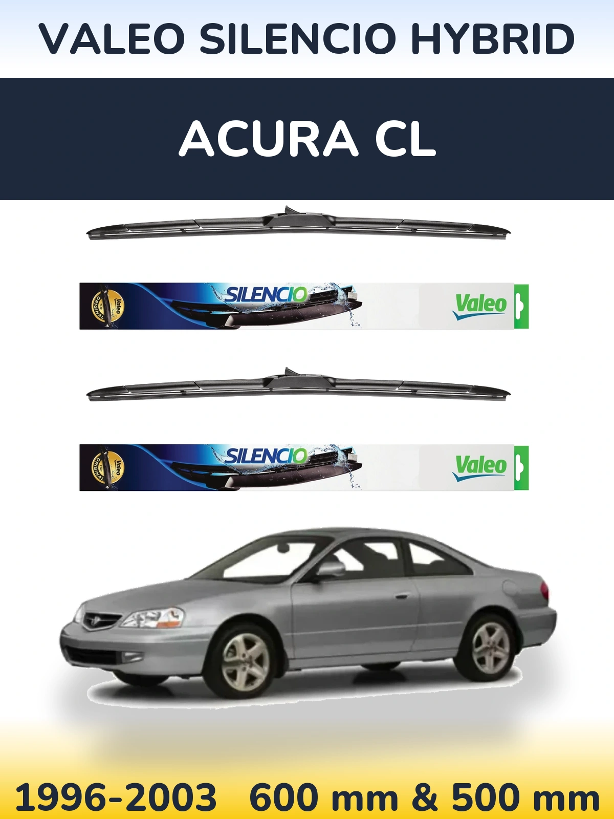 Комплект передних дворников Valeo Silencio Hybrid 600 & 500 мм для Acura CL 1996-2003
