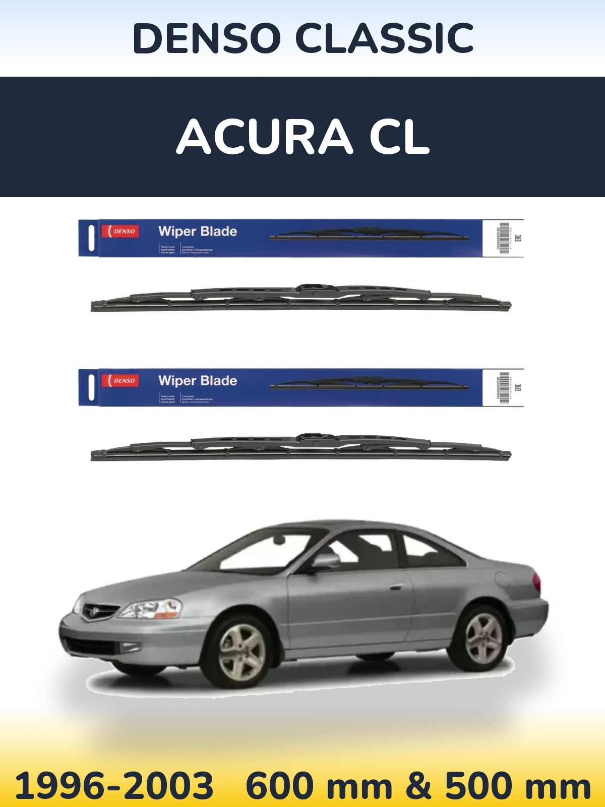 Front wiper blade set Denso Classic 600 & 500 мм for Acura CL 1996-2003