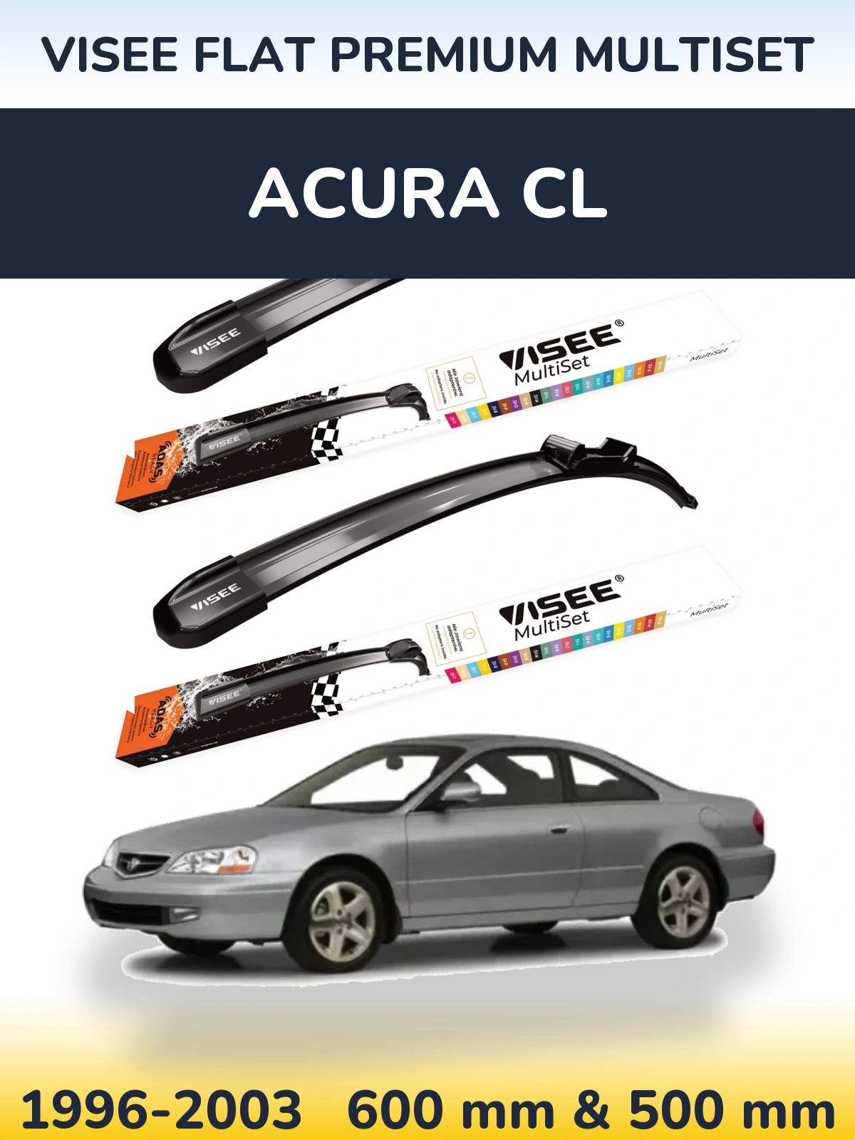 Front wiper blade set VISEE FLAT PREMIUM MultiSet 600 & 500 мм for Acura CL 1996-2003
