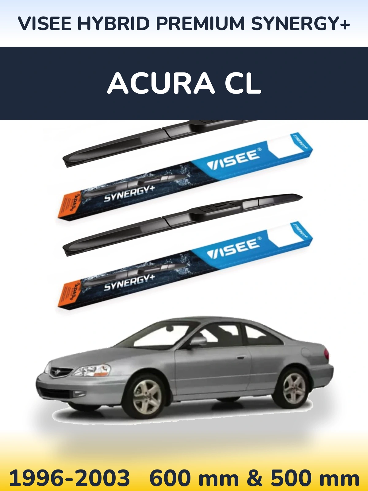 Front wiper blade set VISEE HYBRID PREMIUM SYNERGY+ 600 & 500 мм for Acura CL 1996-2003