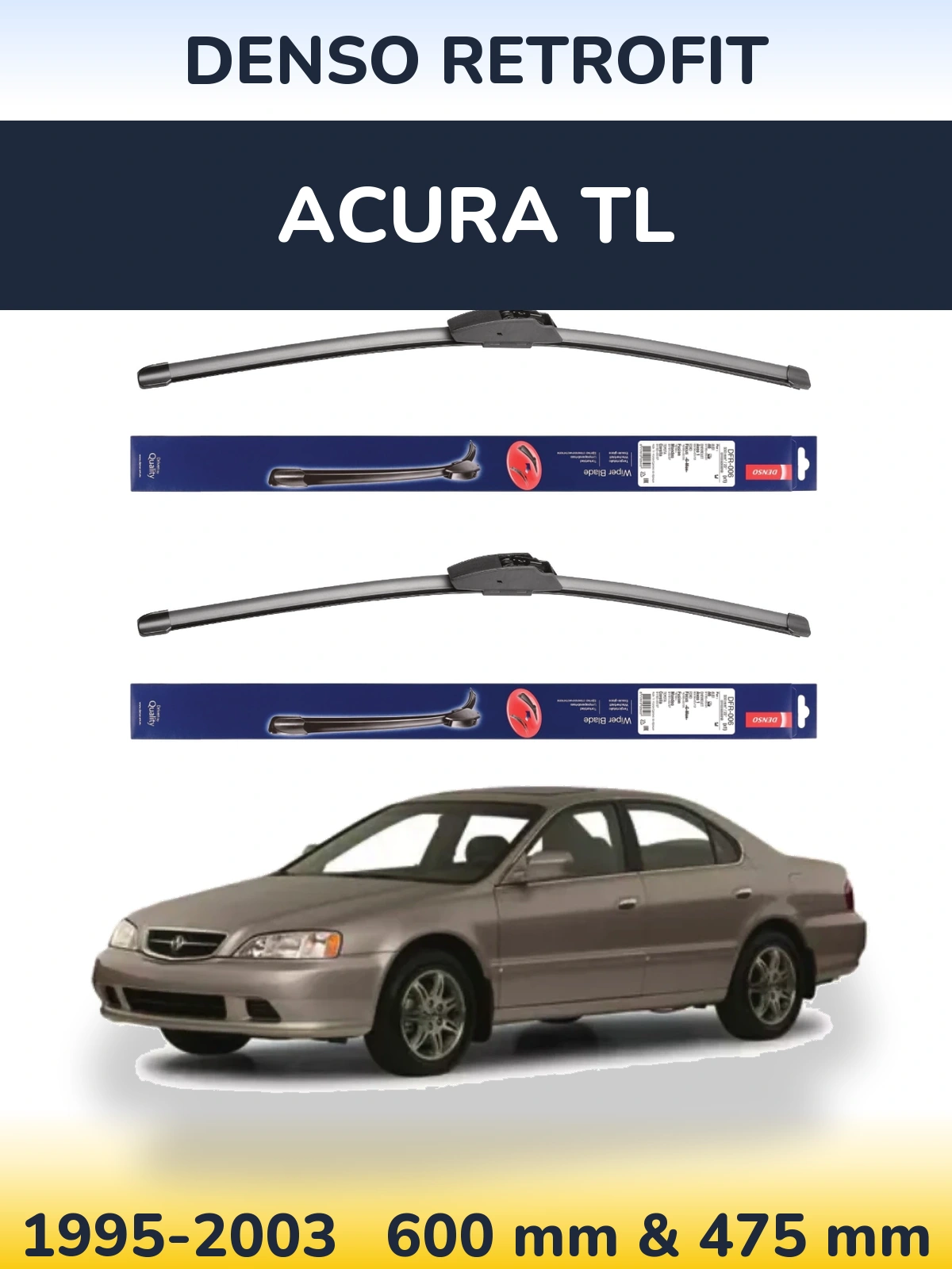 Front wiper blade set Denso Retrofit 600 & 475 мм for Acura TL 1995-2003