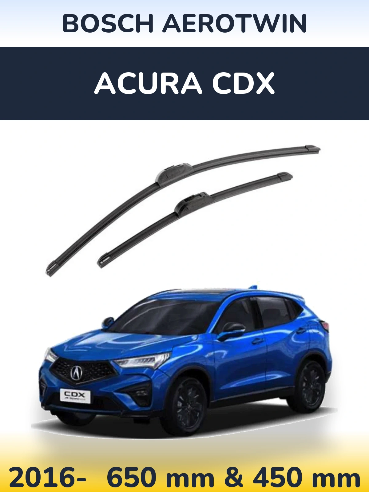 Komplet przednich wycieraczek BOSCH AeroTwin 650 & 450 mm do Acura CDX 2016-2026
