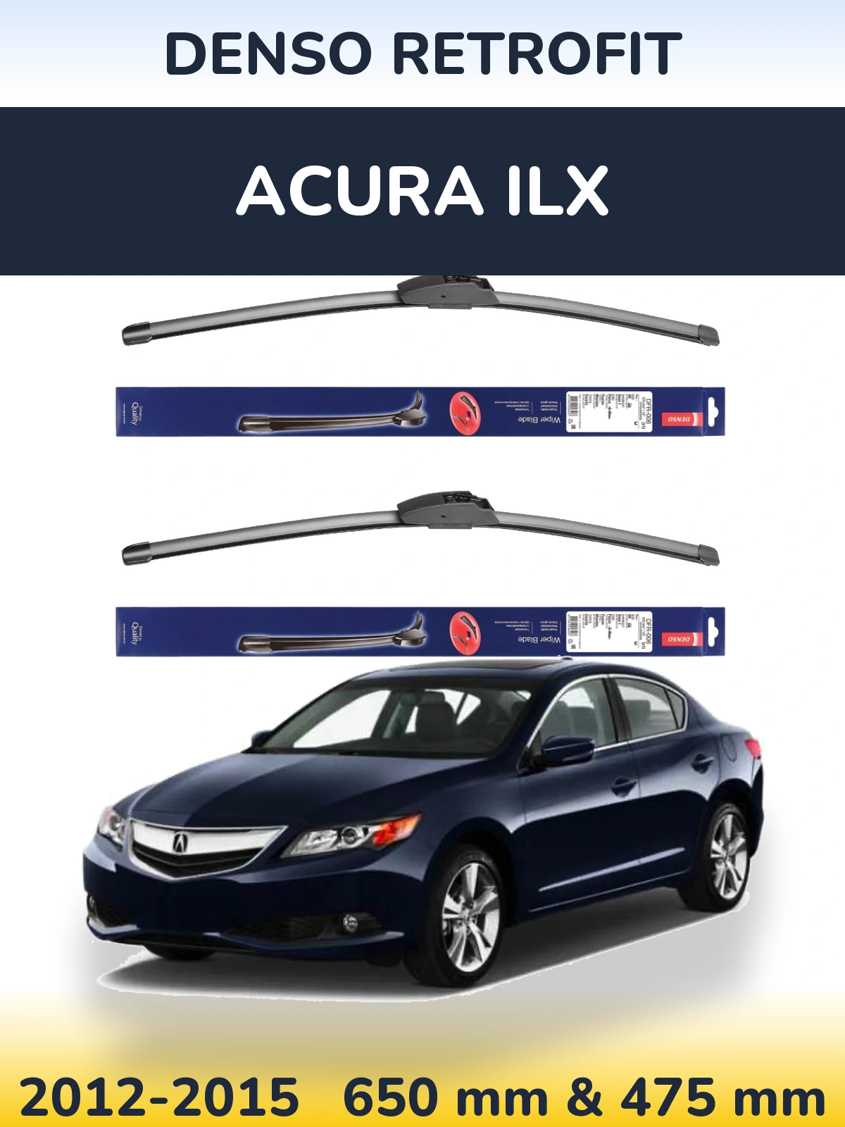 Komplet przednich wycieraczek Denso Retrofit 650 & 475 mm do Acura ILX 2012-2015