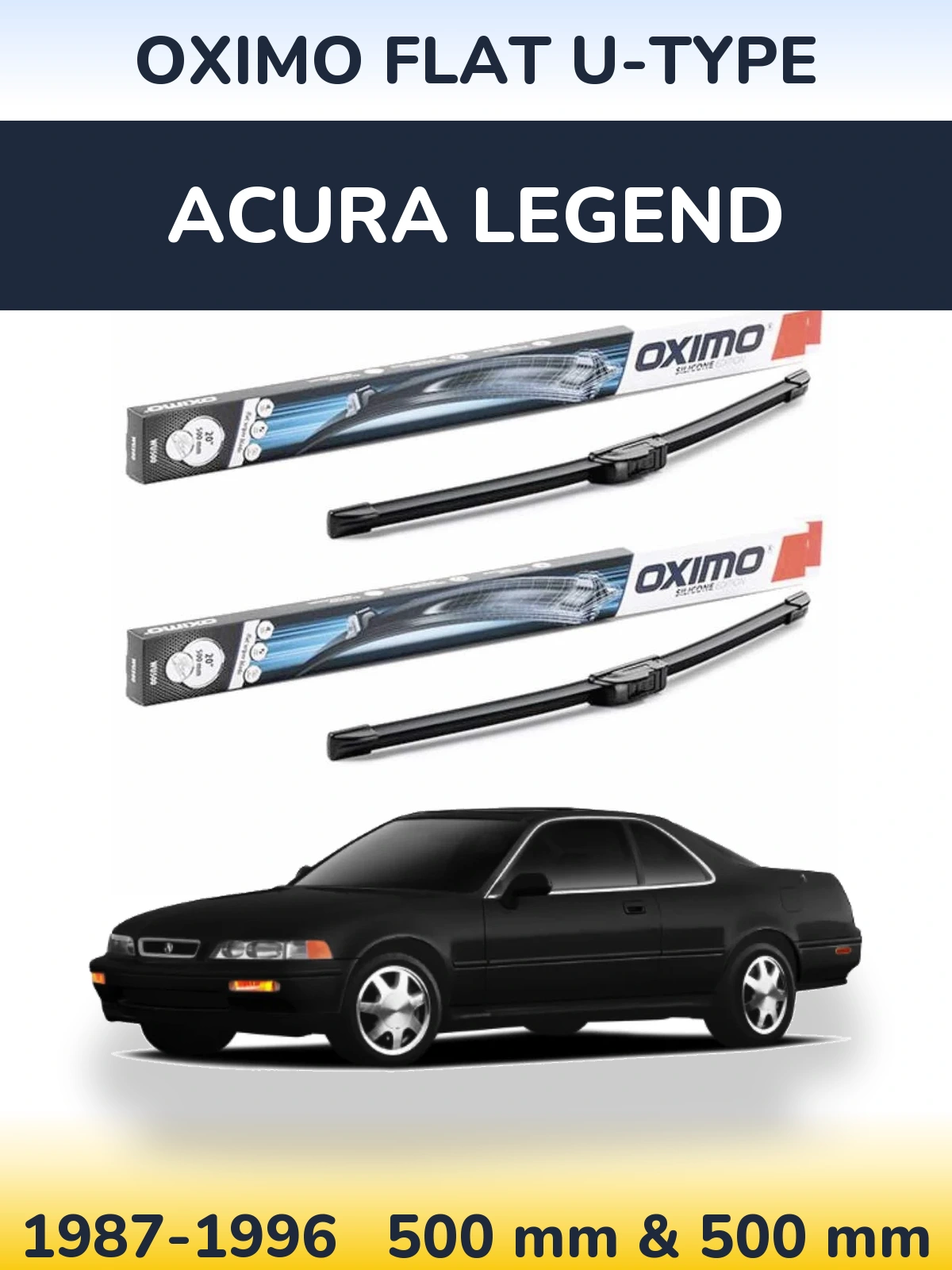 Комплект передних дворников Oximo Flat U-type 500 & 500 мм для Acura Legend 1987-1996