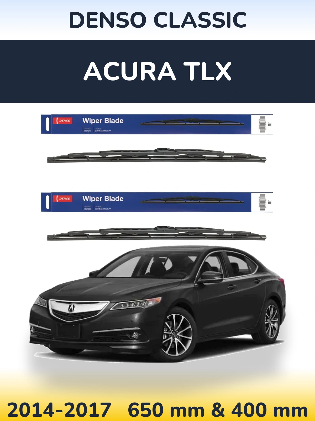 Комплект передних дворников Denso Classic 650 & 400 мм для Acura TLX 2014-2017