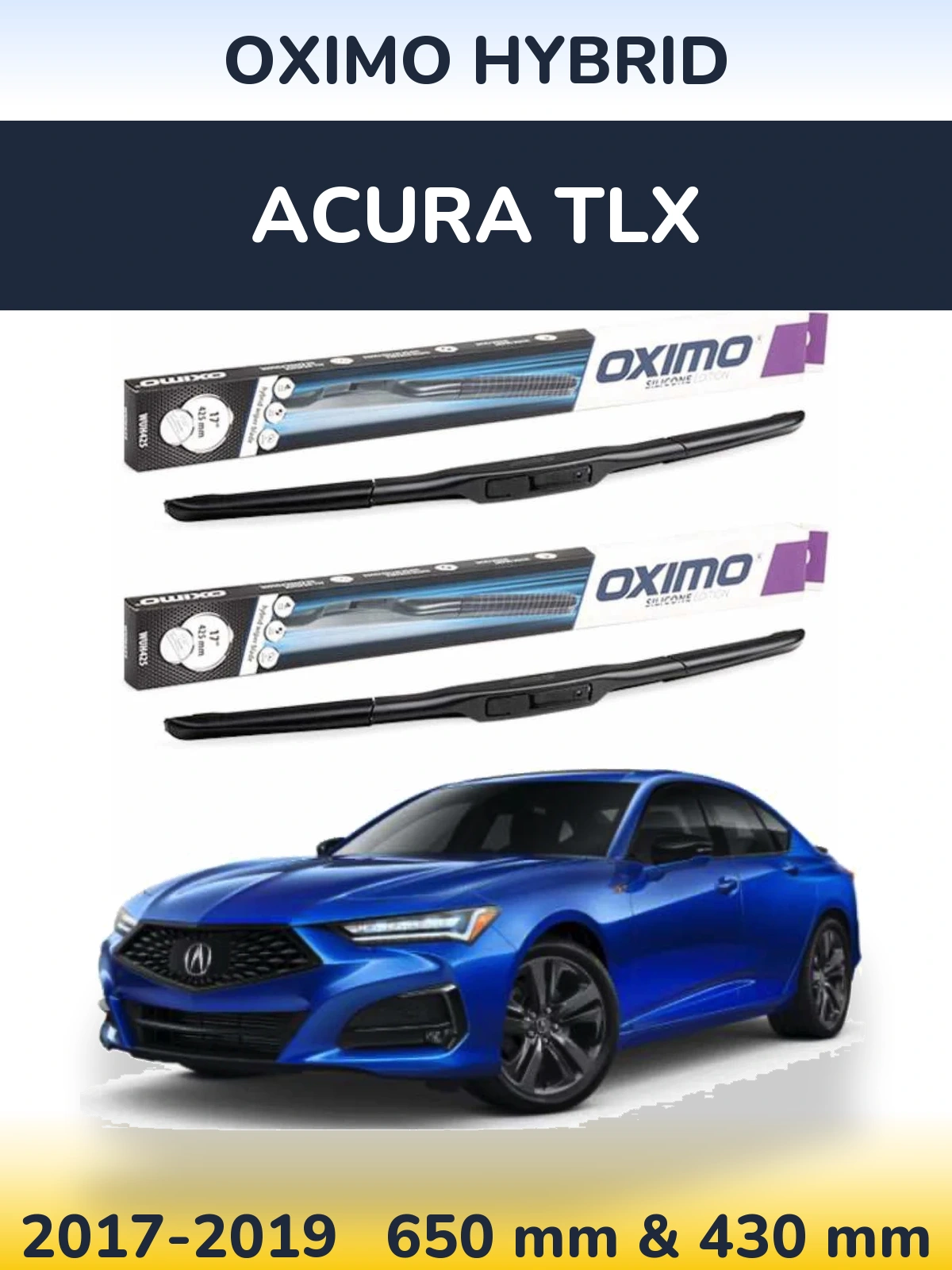 Комплект передних дворников Oximo Hybrid 650 & 430 мм для Acura TLX 2017-2019
