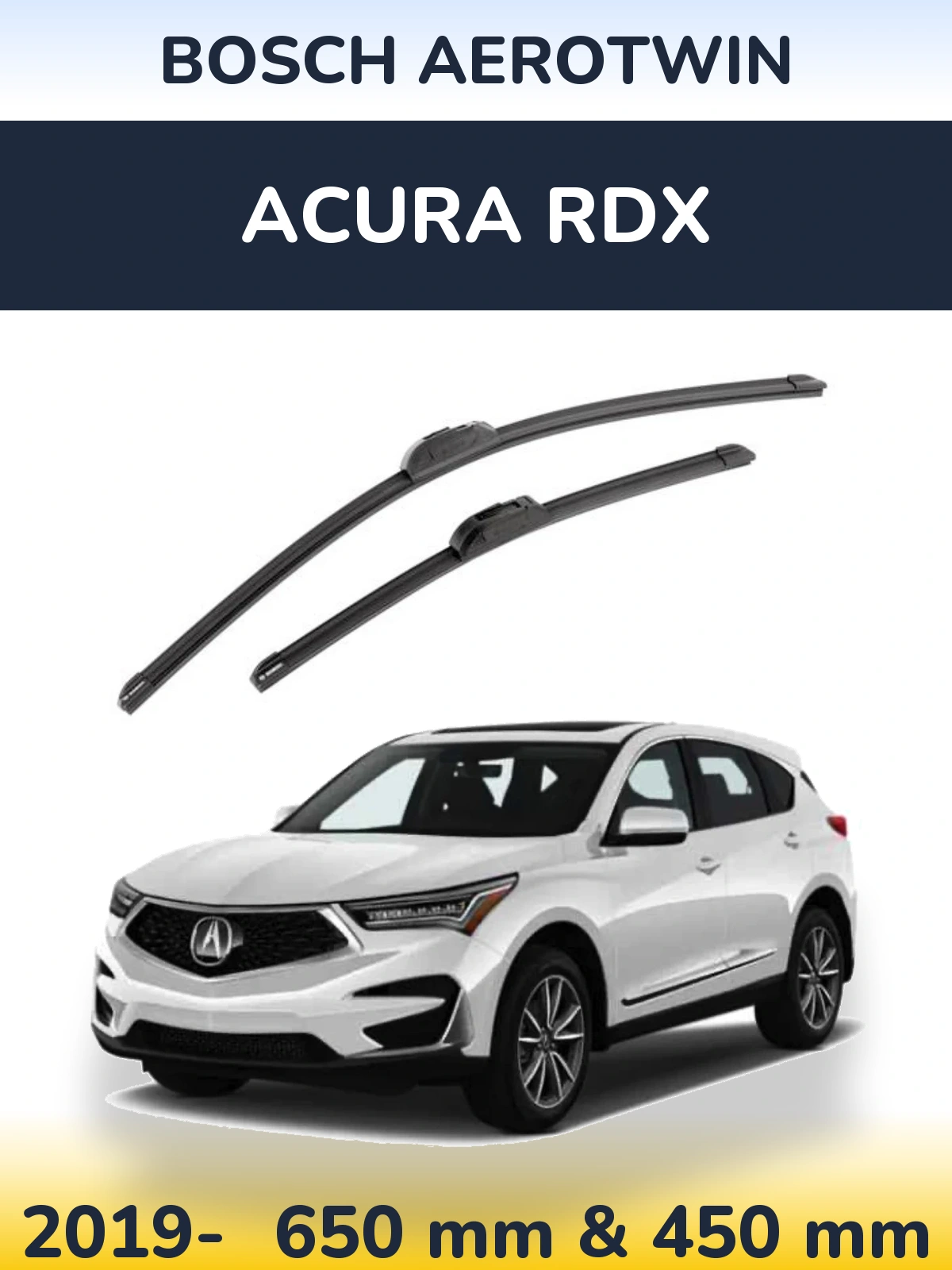 Комплект передних дворников BOSCH AeroTwin 650 & 450 мм для Acura RDX 2019-2026