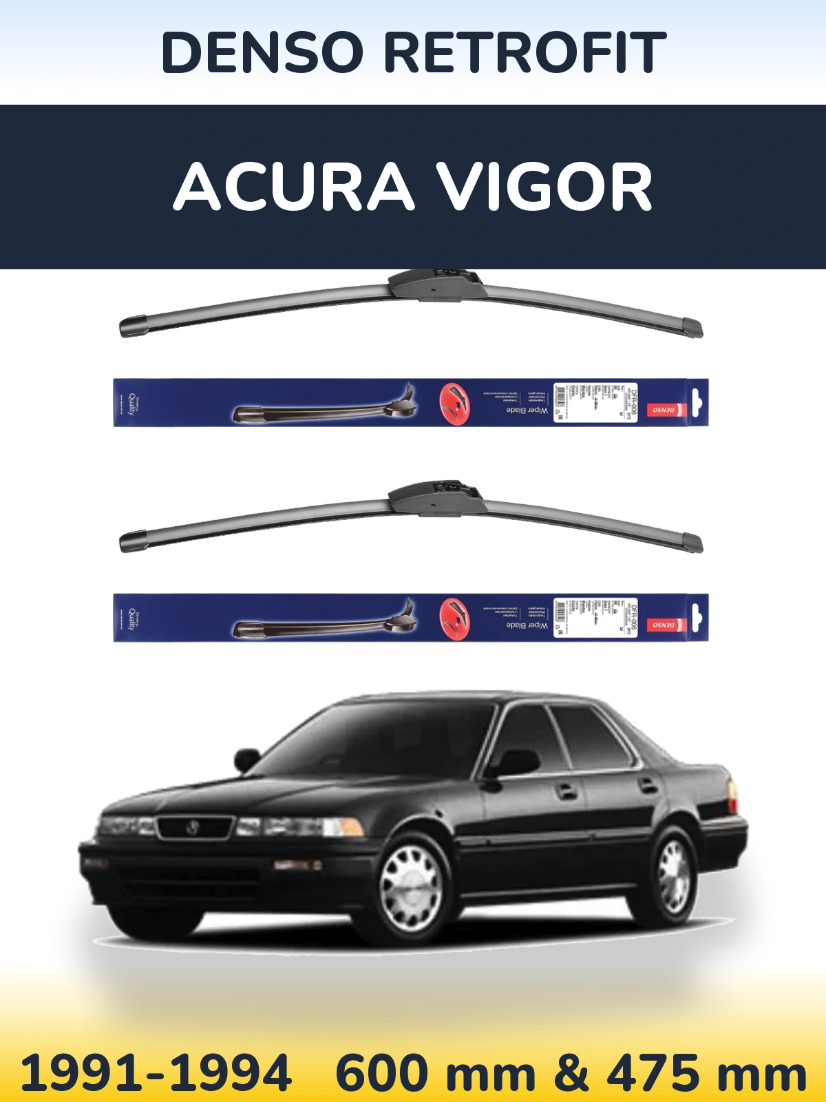 Комплект передніх щіток Denso Retrofit 600 & 475 мм для Acura Vigor 1991-1994
