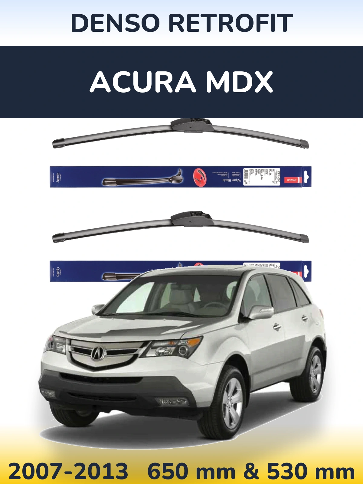Комплект передних дворников Denso Retrofit 650 & 530 мм для Acura MDX 2007-2013