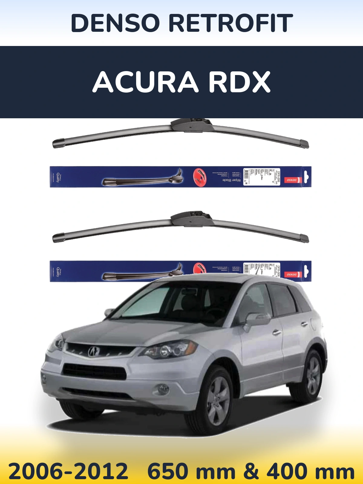 Front wiper blade set Denso Retrofit 650 & 400 мм for Acura RDX 2006-2012