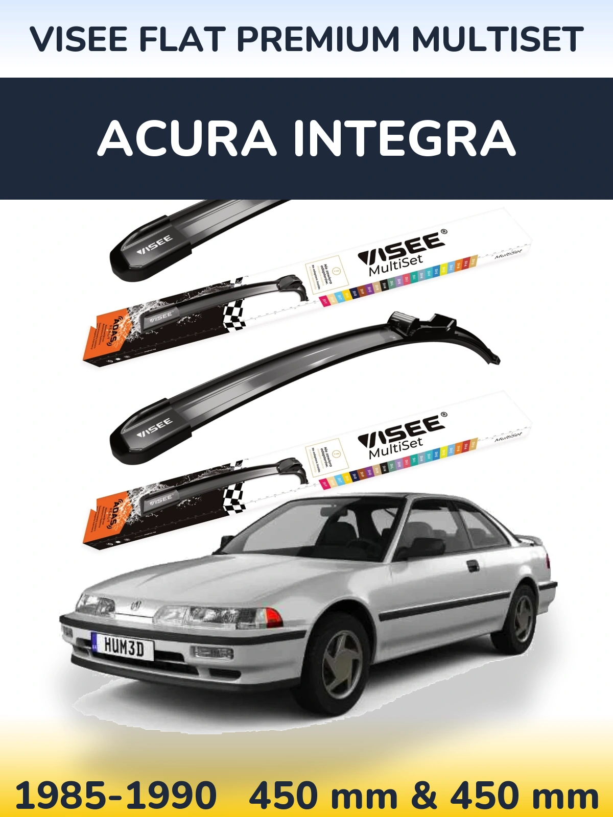 Komplet przednich wycieraczek VISEE FLAT PREMIUM MultiSet 450 & 450 mm do Acura Integra 1985-1990