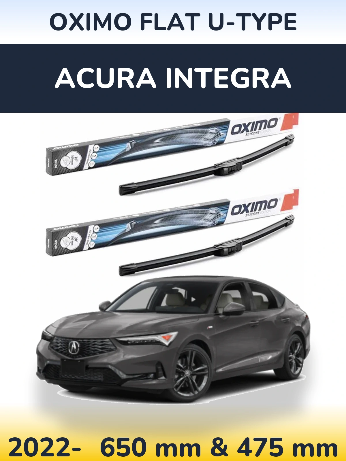 Komplet przednich wycieraczek Oximo Flat U-type 650 & 475 mm do Acura Integra 2022-2026