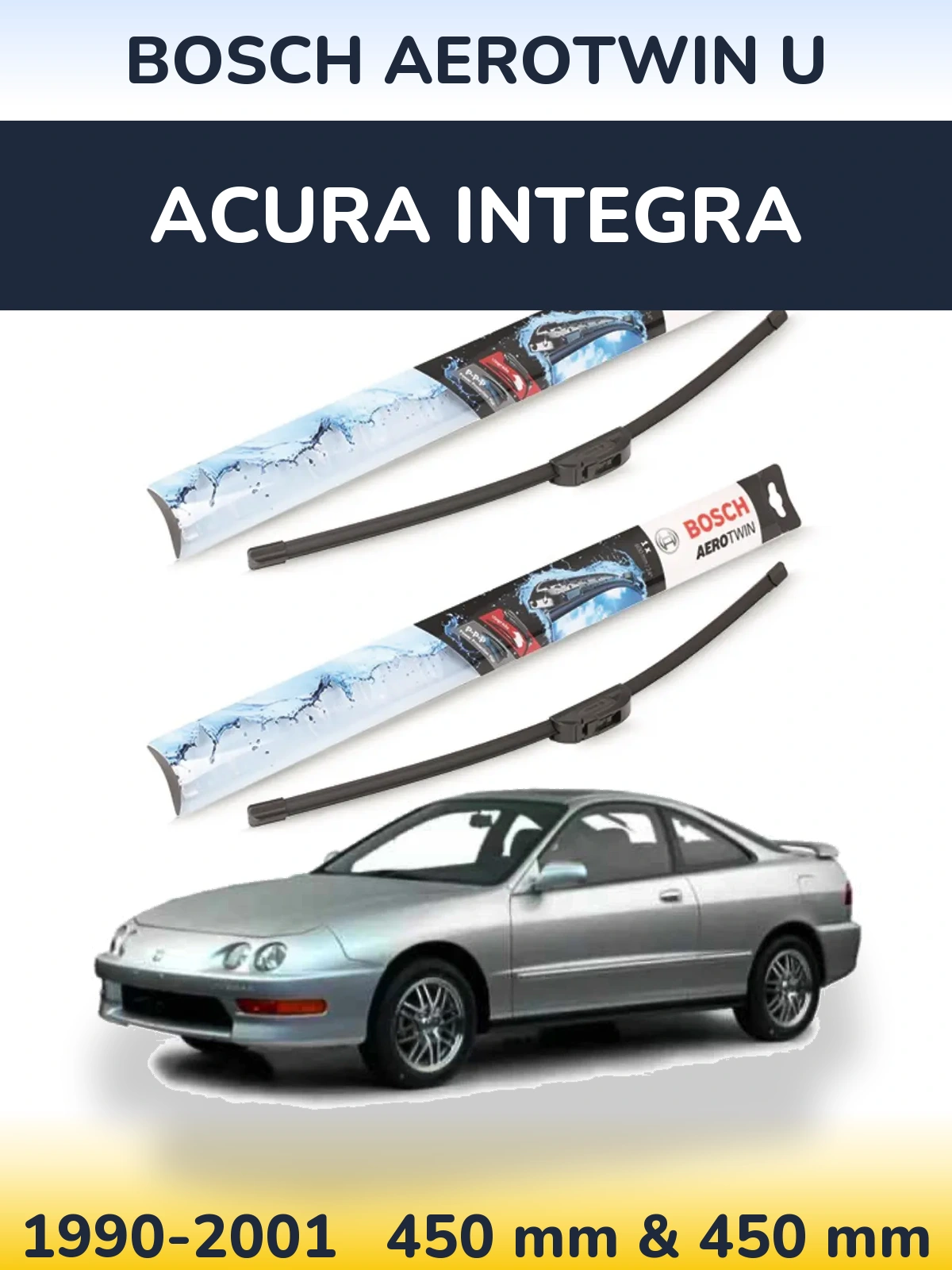Комплект передних дворников BOSCH AeroTwin U 450 & 450 мм для Acura Integra 1990-2001