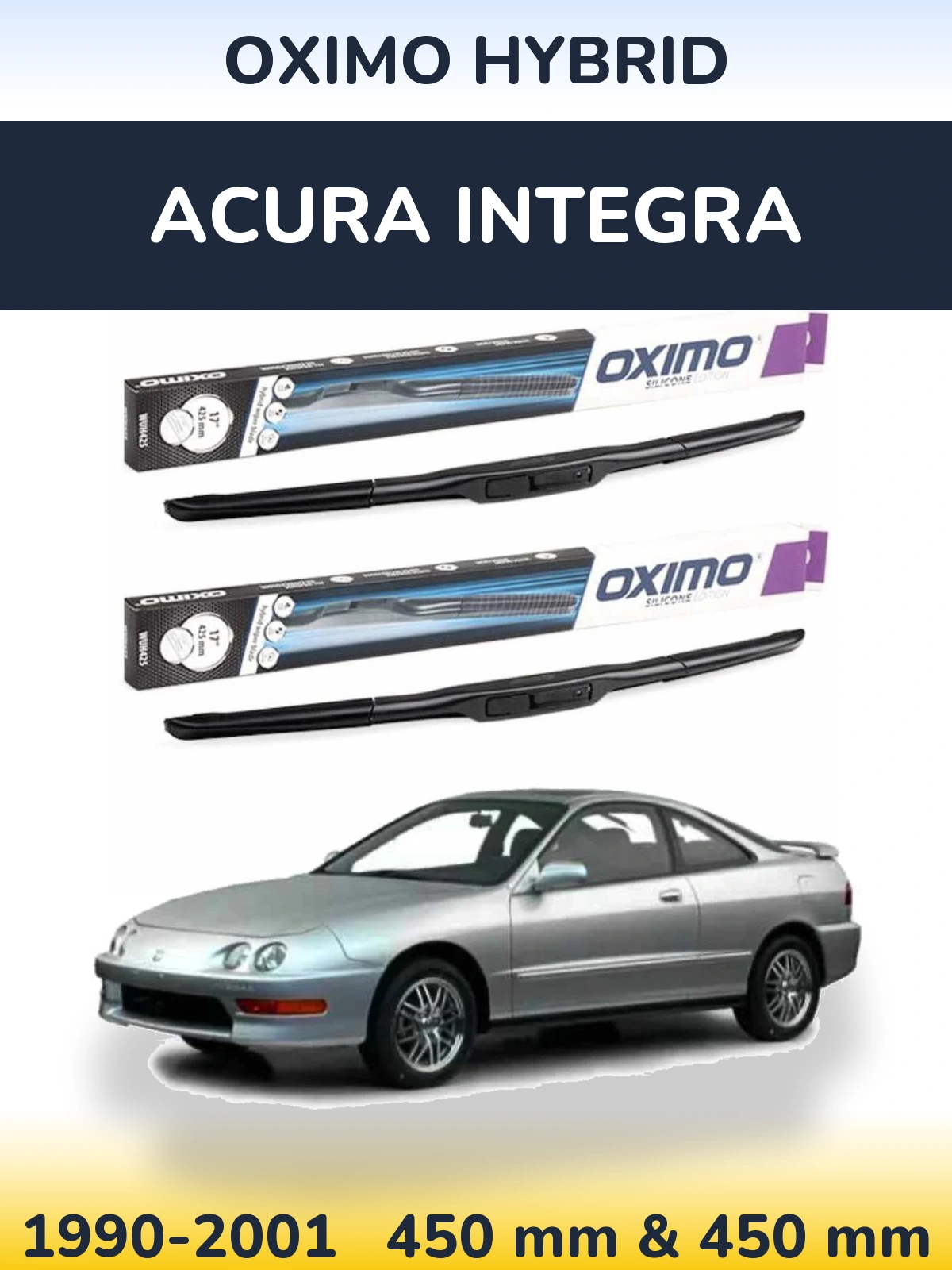 Комплект передних дворников Oximo Hybrid 450 & 450 мм для Acura Integra 1990-2001