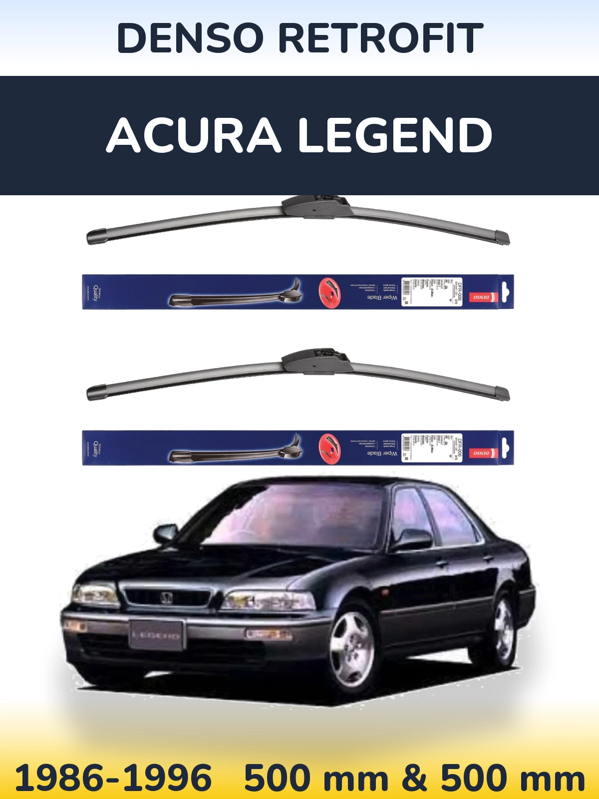 Front wiper blade set Denso Retrofit 500 & 500 мм for Acura Legend 1986-1996