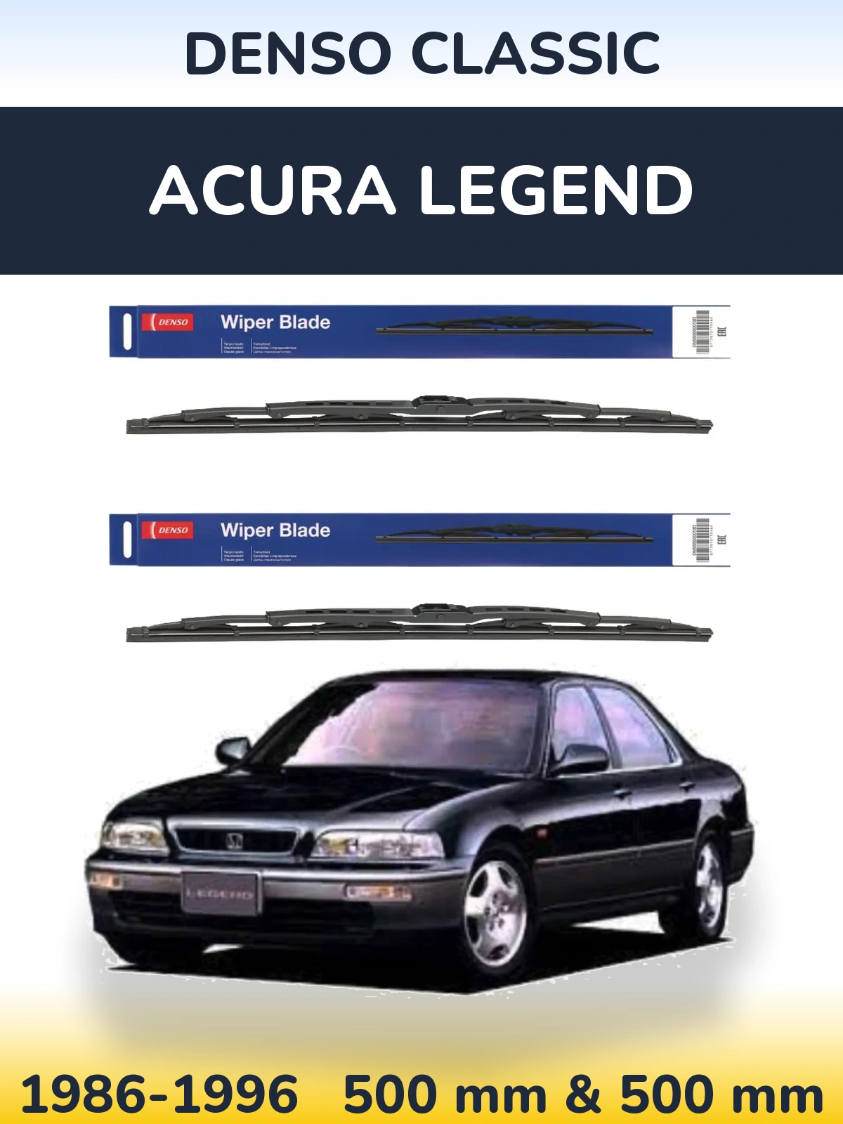 Front wiper blade set Denso Classic 500 & 500 мм for Acura Legend 1986-1996