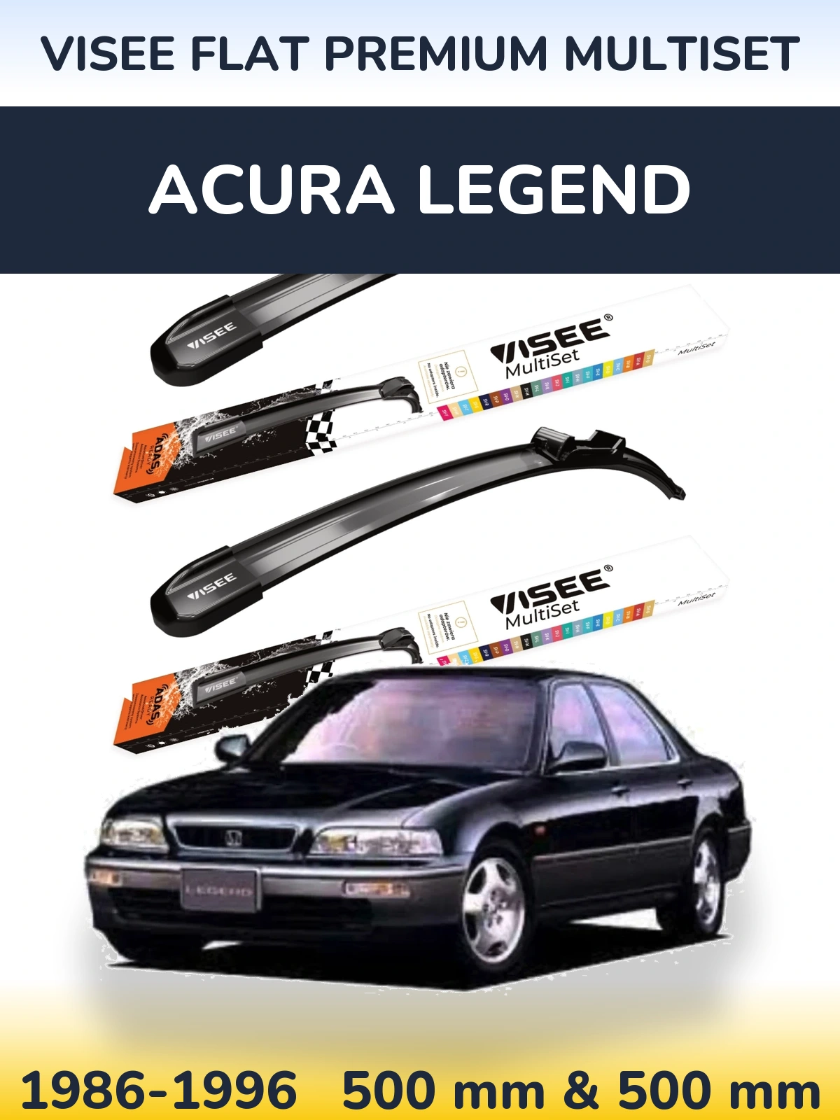 Front wiper blade set VISEE FLAT PREMIUM MultiSet 500 & 500 мм for Acura Legend 1986-1996