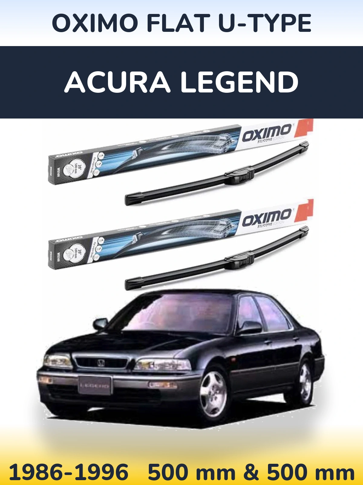 Front wiper blade set Oximo Flat U-type 500 & 500 мм for Acura Legend 1986-1996