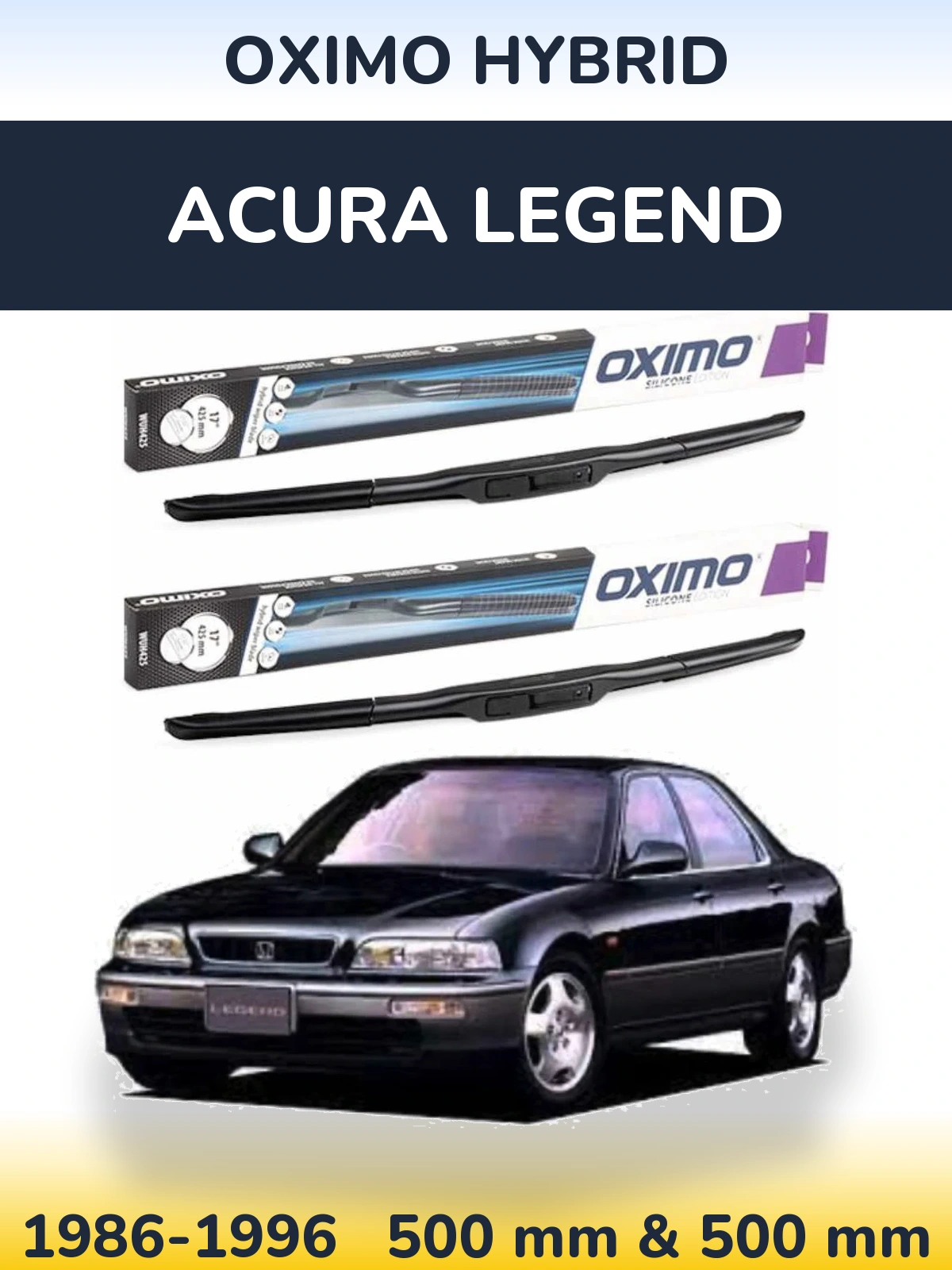 Front wiper blade set Oximo Hybrid 500 & 500 мм for Acura Legend 1986-1996