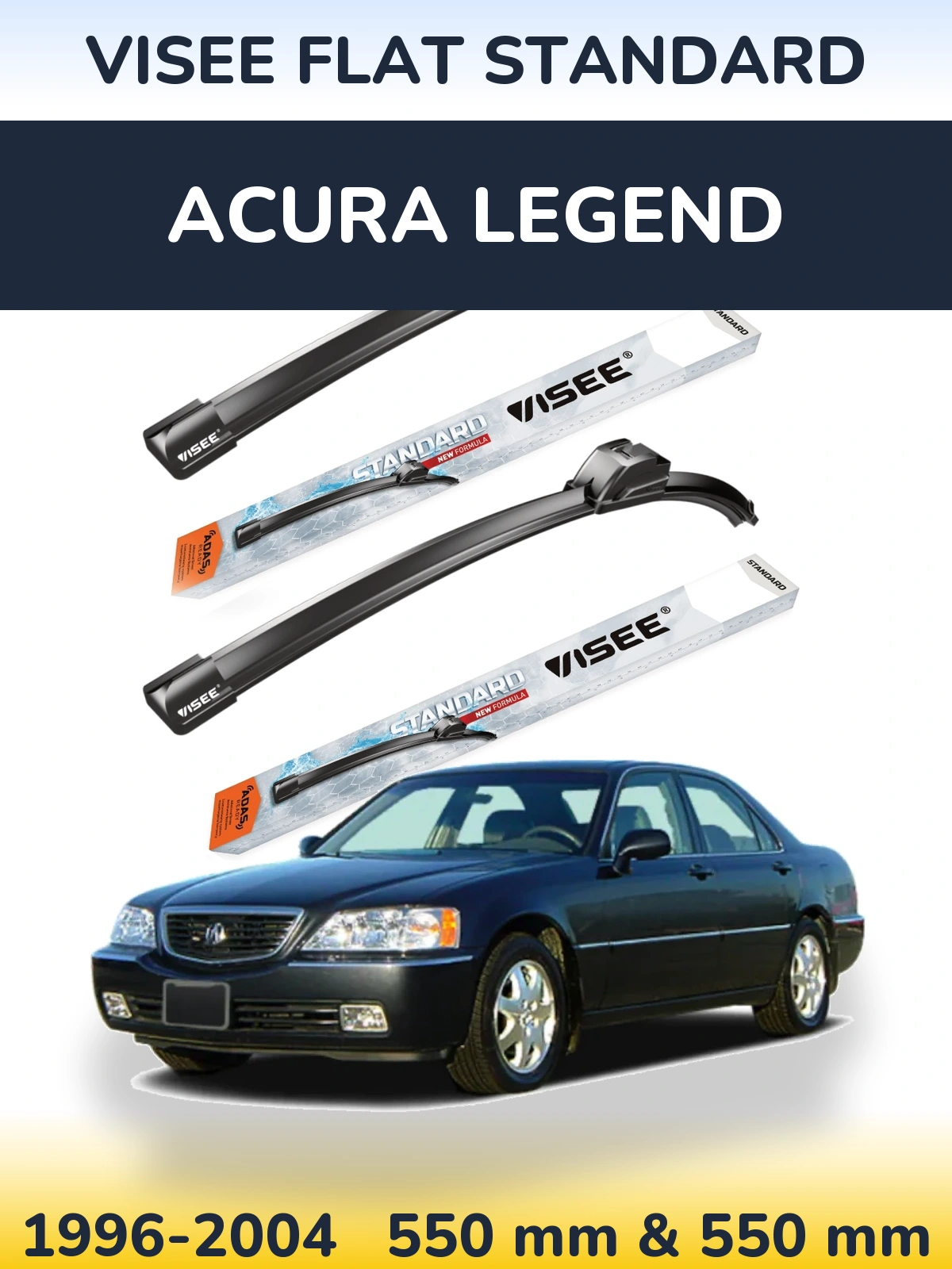 Комплект передніх щіток VISEE FLAT STANDARD 550 & 550 мм для Acura Legend 1996-2004