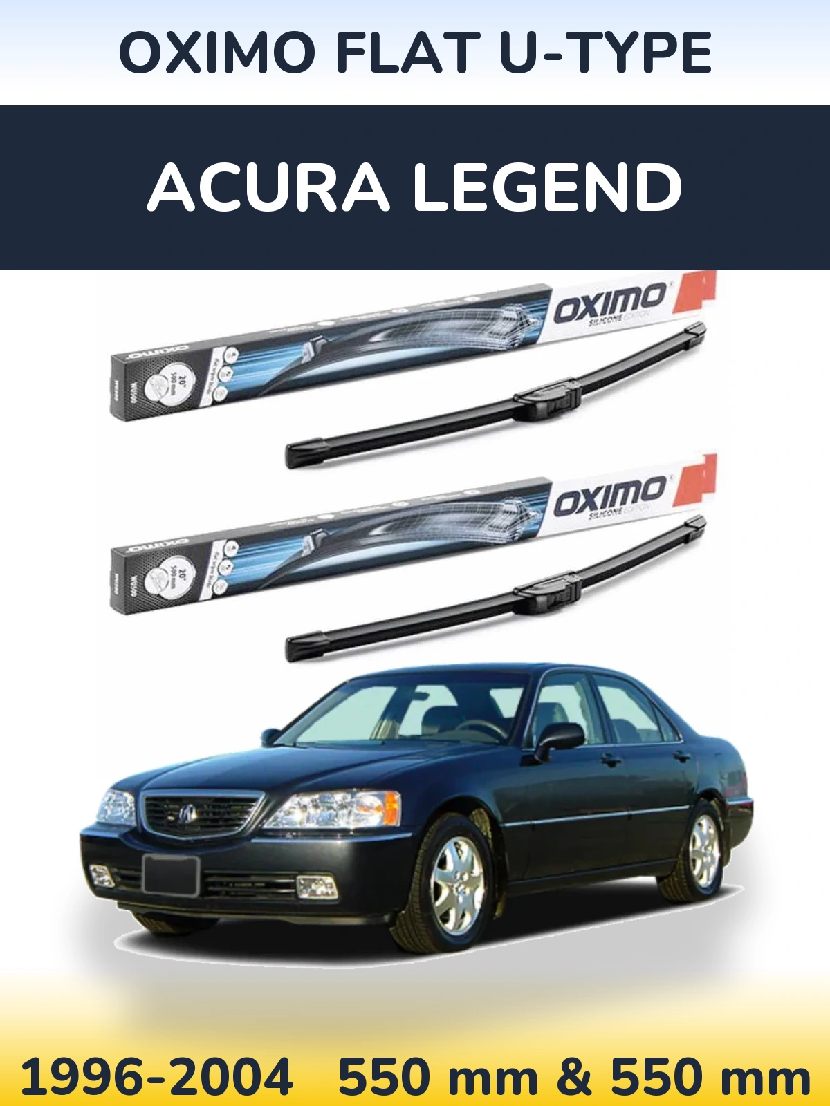 Front wiper blade set Oximo Flat U-type 550 & 550 мм for Acura Legend 1996-2004