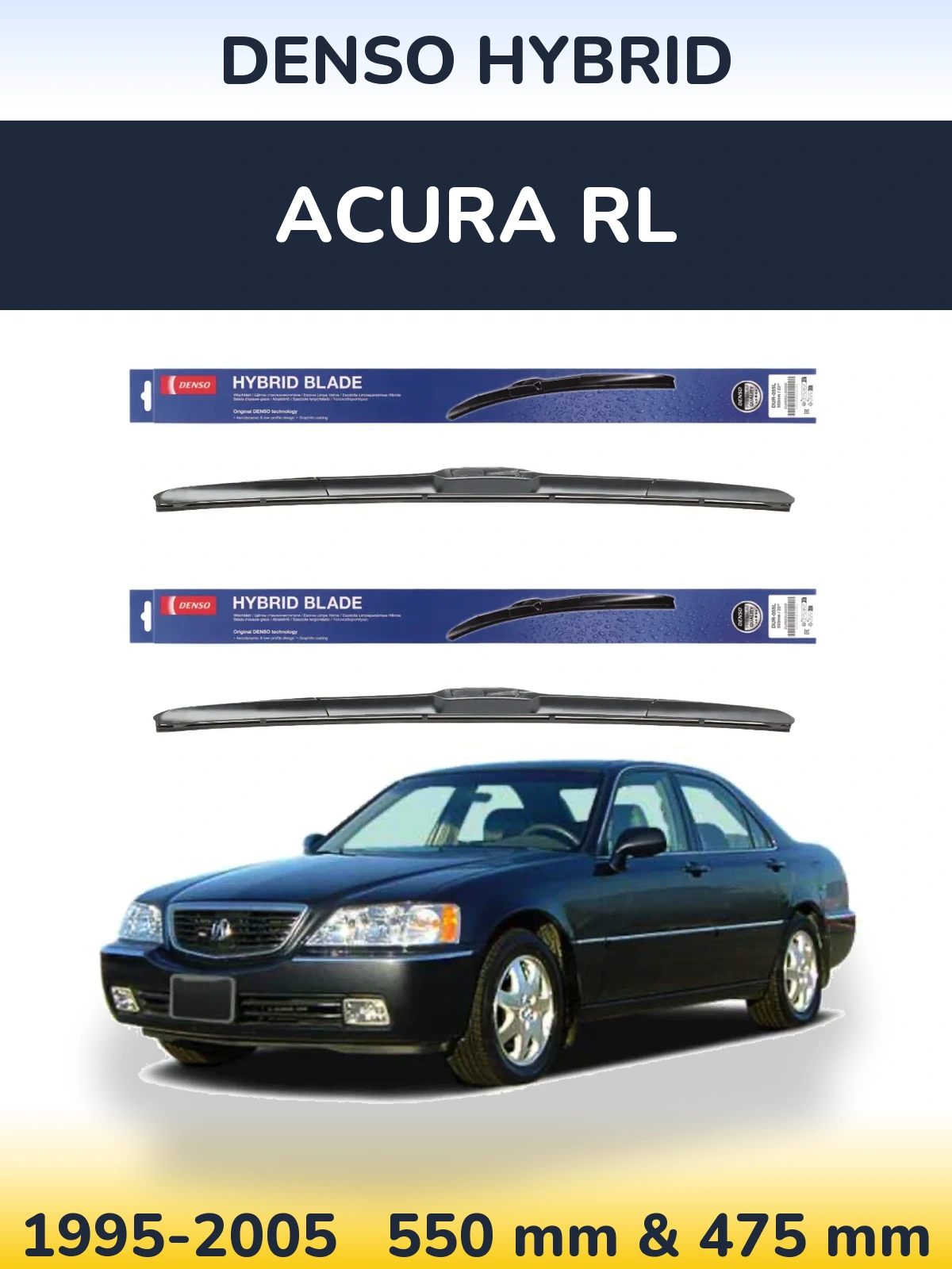 Комплект передних дворников Denso Hybrid 550 & 475 мм для Acura RL 1995-2005