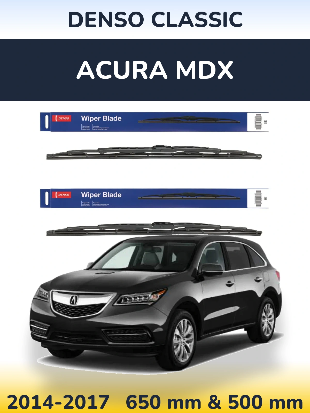 Komplet przednich wycieraczek Denso Classic 650 & 500 mm do Acura MDX 2014-2017