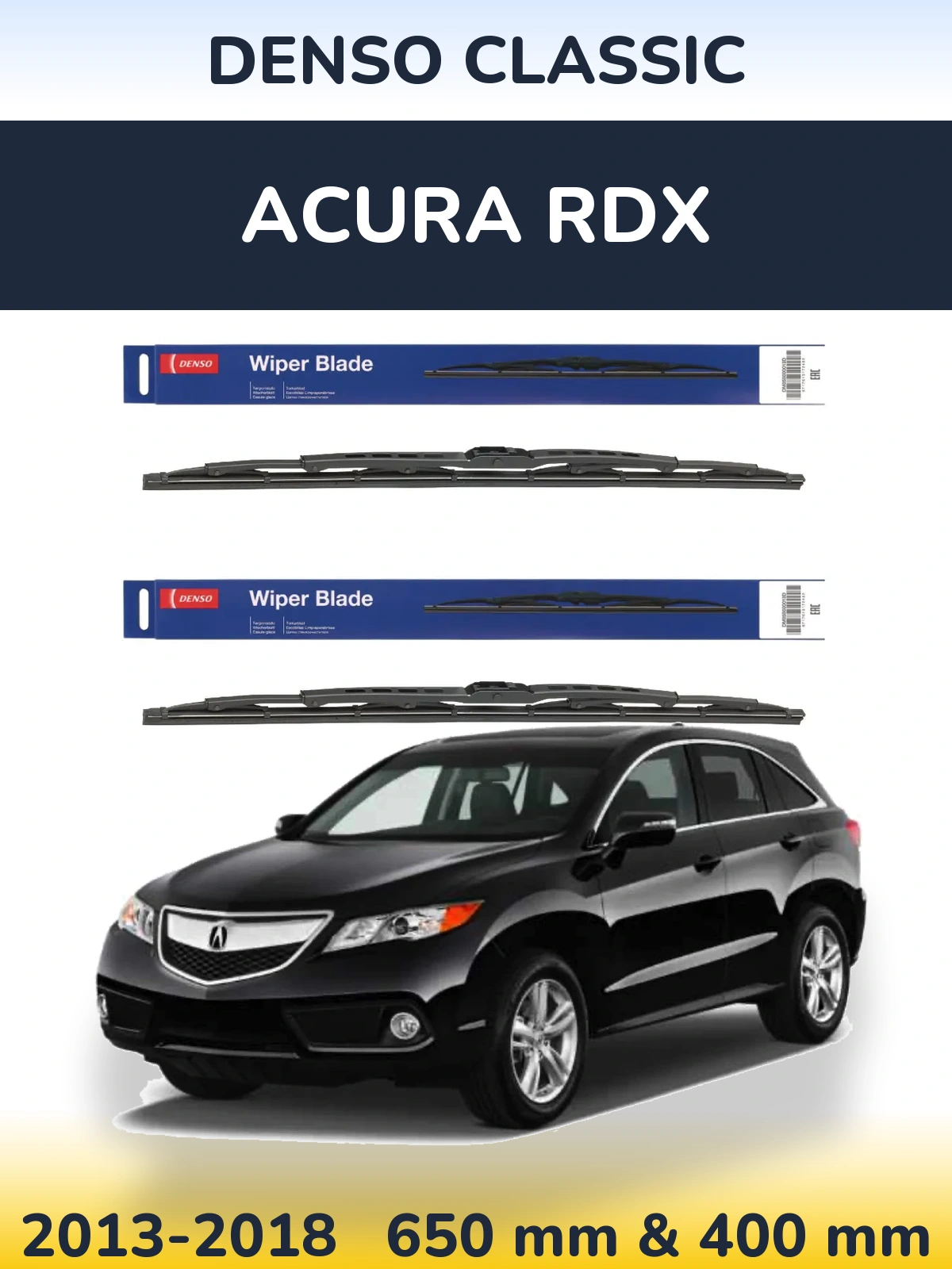 Комплект передних дворников Denso Classic 650 & 400 мм для Acura RDX 2013-2018