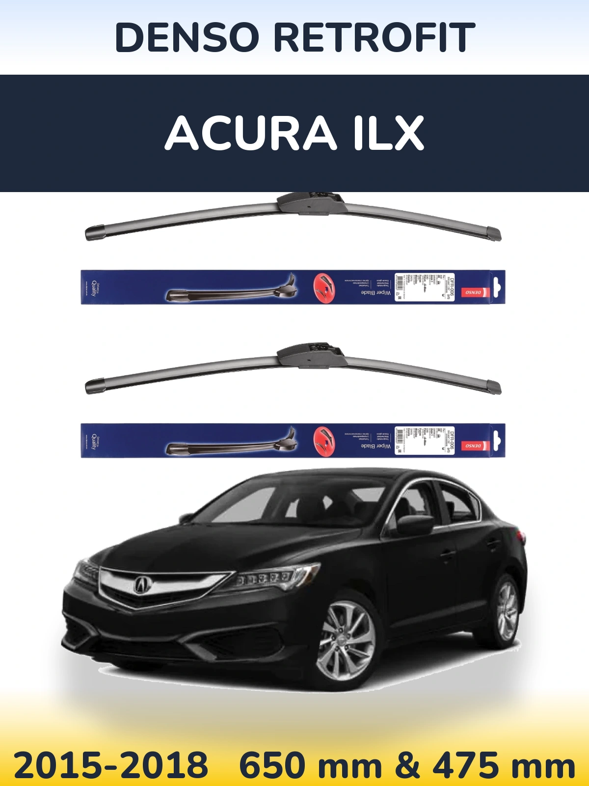 Front wiper blade set Denso Retrofit 650 & 475 мм for Acura ILX 2015-2018