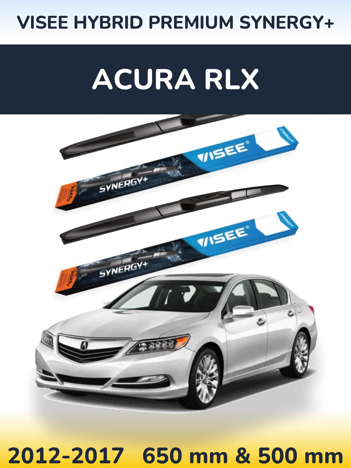 Комплект передніх щіток VISEE HYBRID PREMIUM SYNERGY+ 650 & 500 мм для Acura RLX 2012-2017