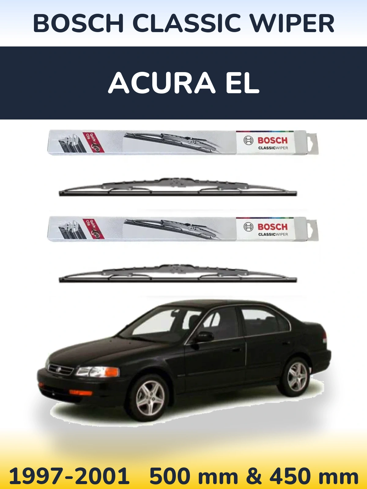Front wiper blade set BOSCH Classic Wiper 500 & 450 мм for Acura EL 1997-2001