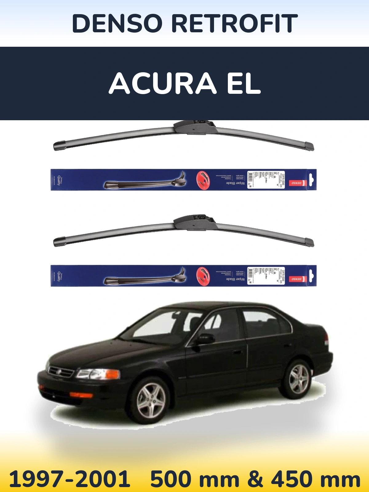 Front wiper blade set Denso Retrofit 500 & 450 мм for Acura EL 1997-2001