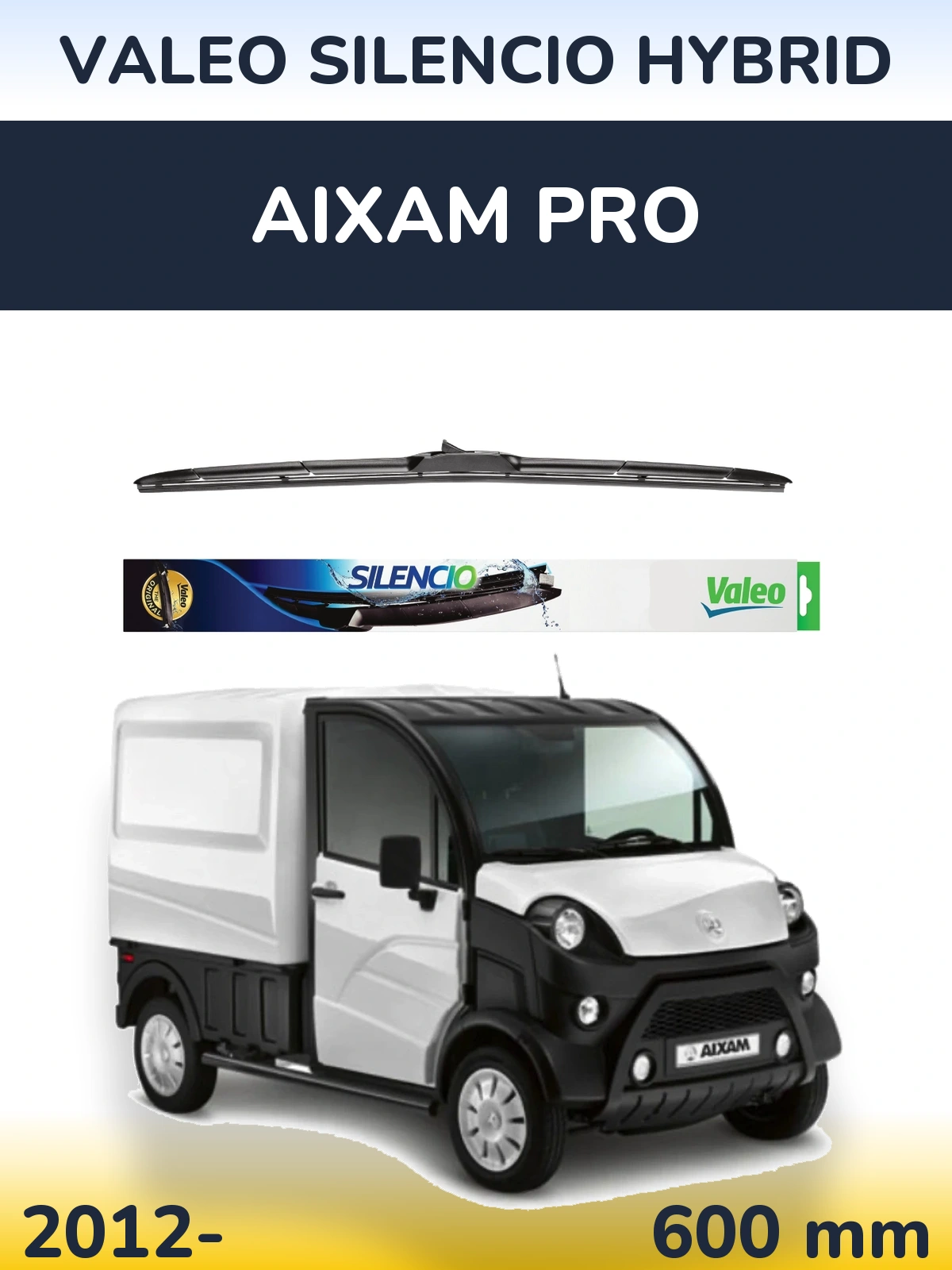 Front wiper blade Valeo Silencio Hybrid 600 мм for Aixam PRO 2012-2026