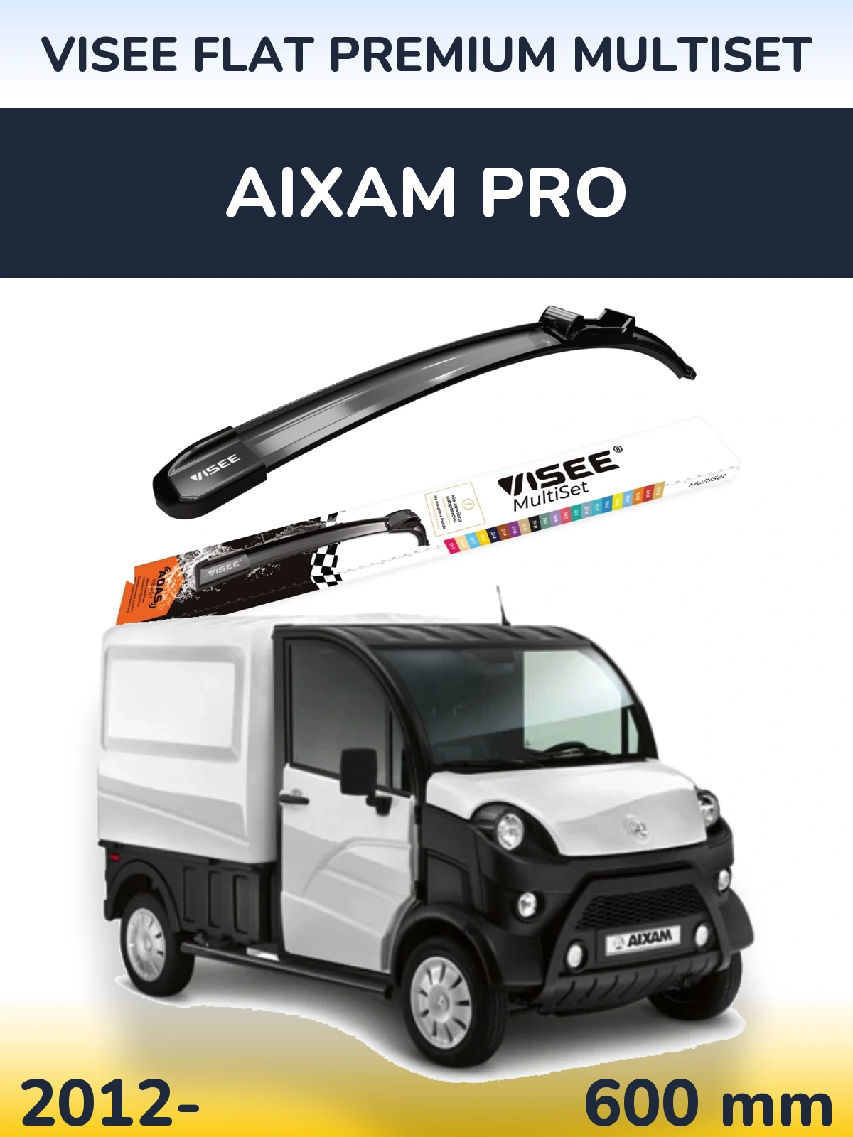 Передний дворник VISEE FLAT PREMIUM MultiSet 600 мм для Aixam PRO 2012-2026
