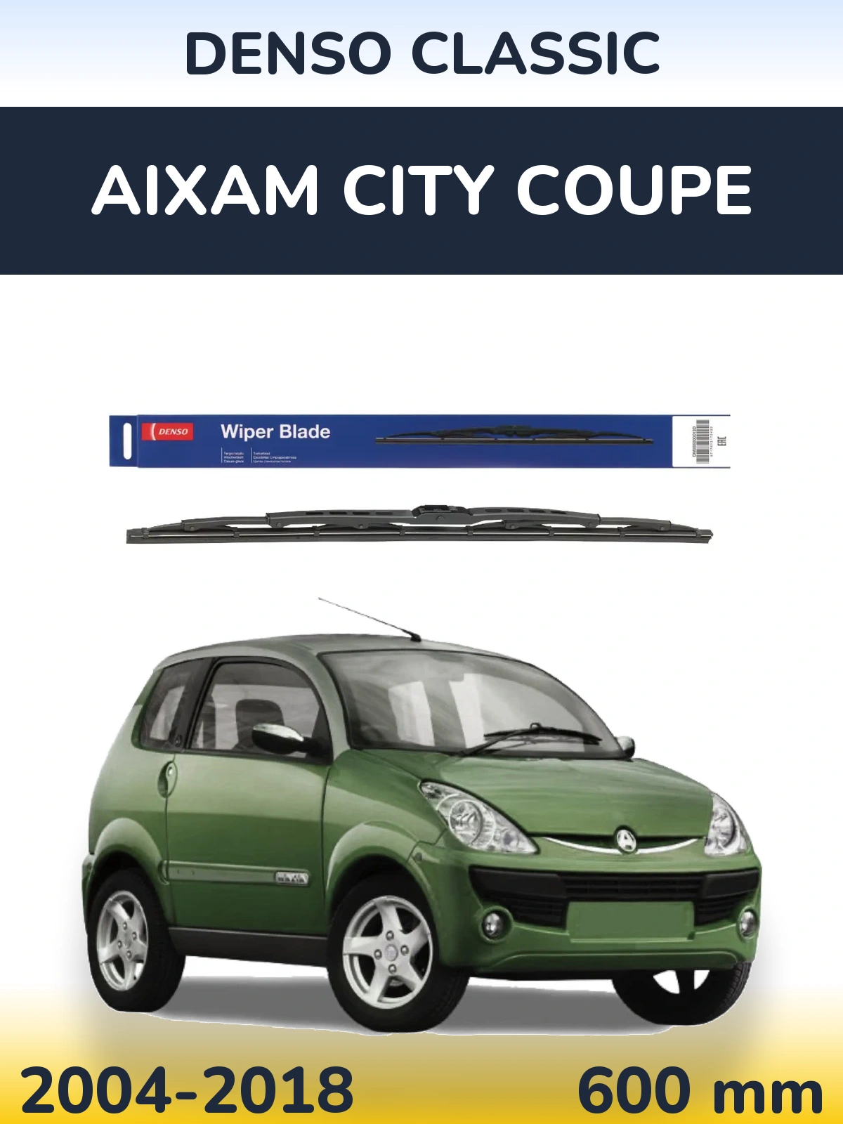 Front wiper blade Denso Classic 600 mm for Aixam City Coupe 2004-2018