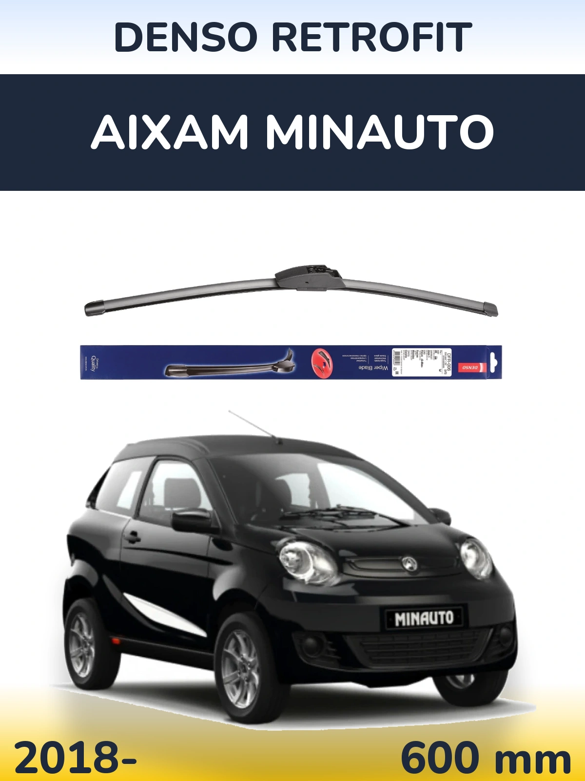 Передний дворник Denso Retrofit 600 мм для Aixam Minauto 2018-2026