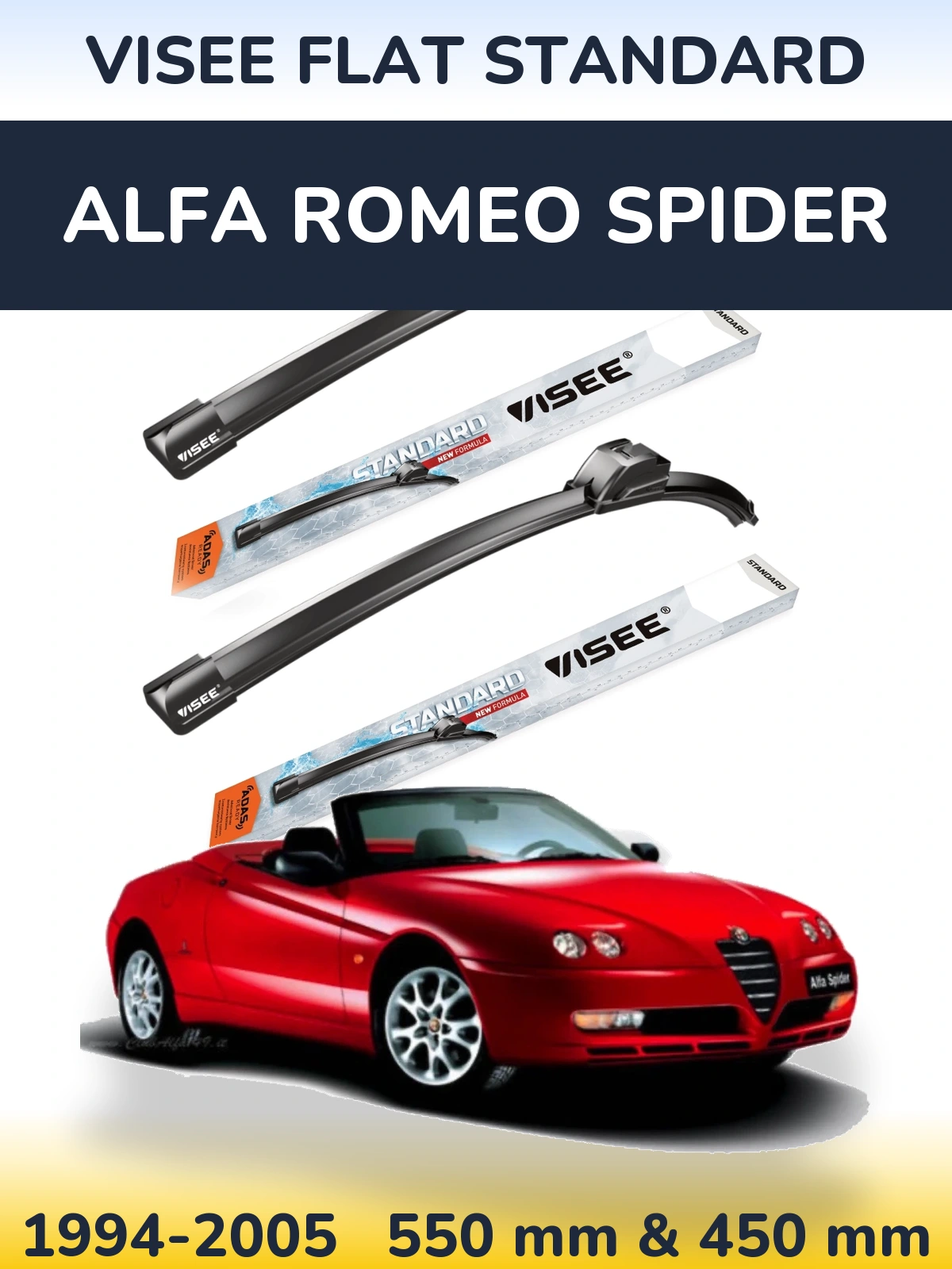 Front wiper blade set VISEE FLAT STANDARD 550 & 450 мм for Alfa Romeo Spider 1994-2005