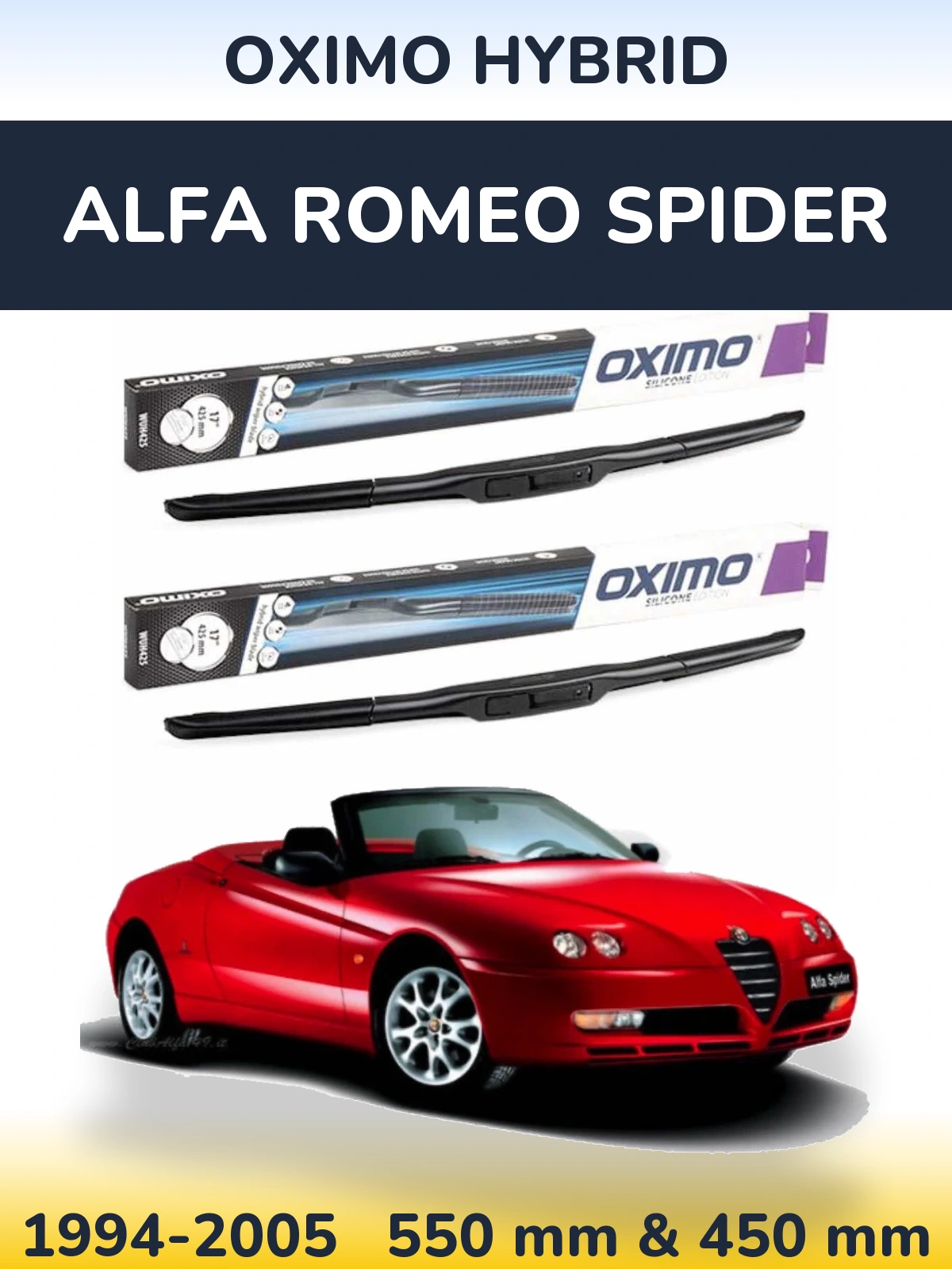 Front wiper blade set Oximo Hybrid 550 & 450 мм for Alfa Romeo Spider 1994-2005