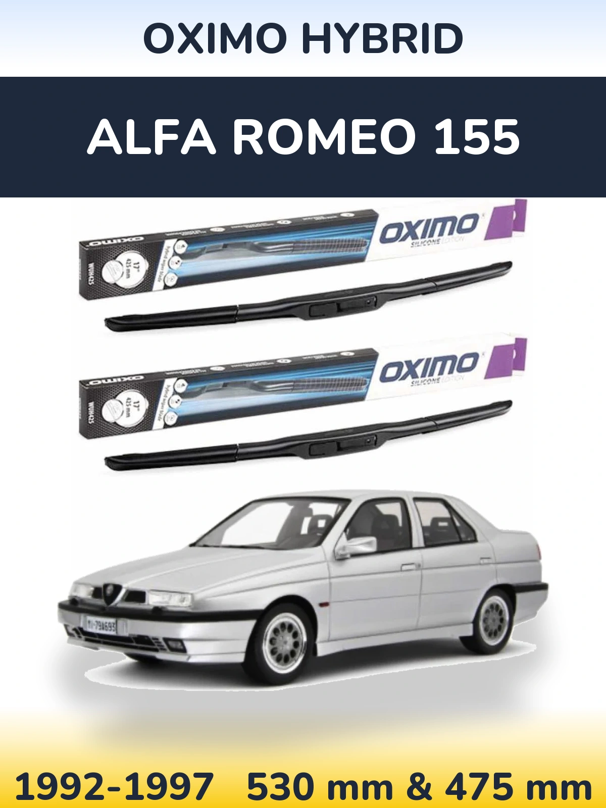 Komplet przednich wycieraczek Oximo Hybrid 530 & 475 mm do Alfa Romeo 155 1992-1997