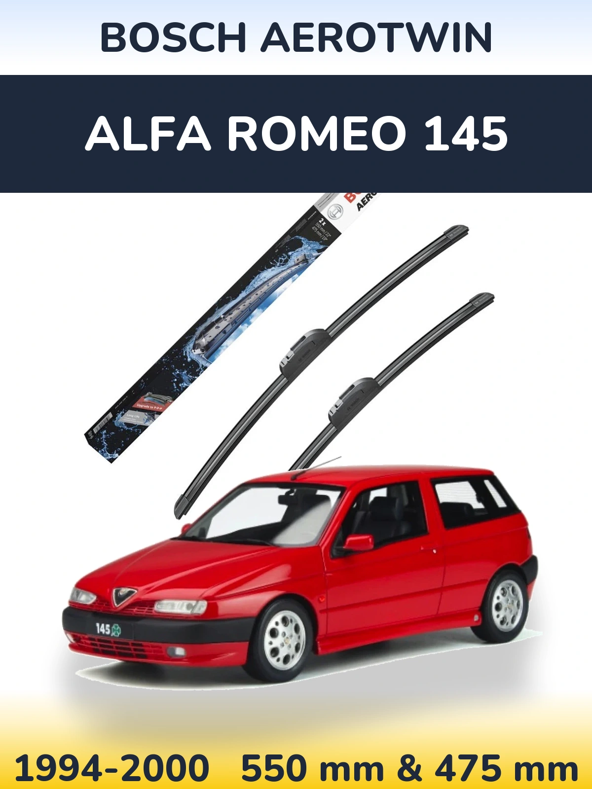 Front wiper blade set BOSCH AeroTwin 550 & 475 мм for Alfa Romeo 145 1994-2000