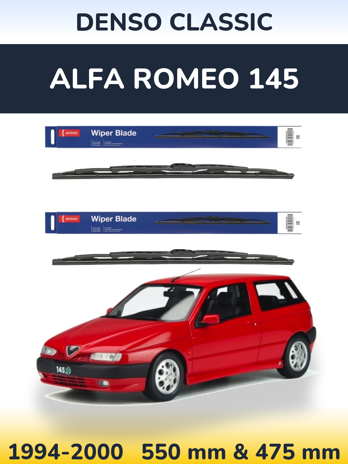 Комплект передних дворников Denso Classic 550 & 475 мм для Alfa Romeo 145 1994-2000