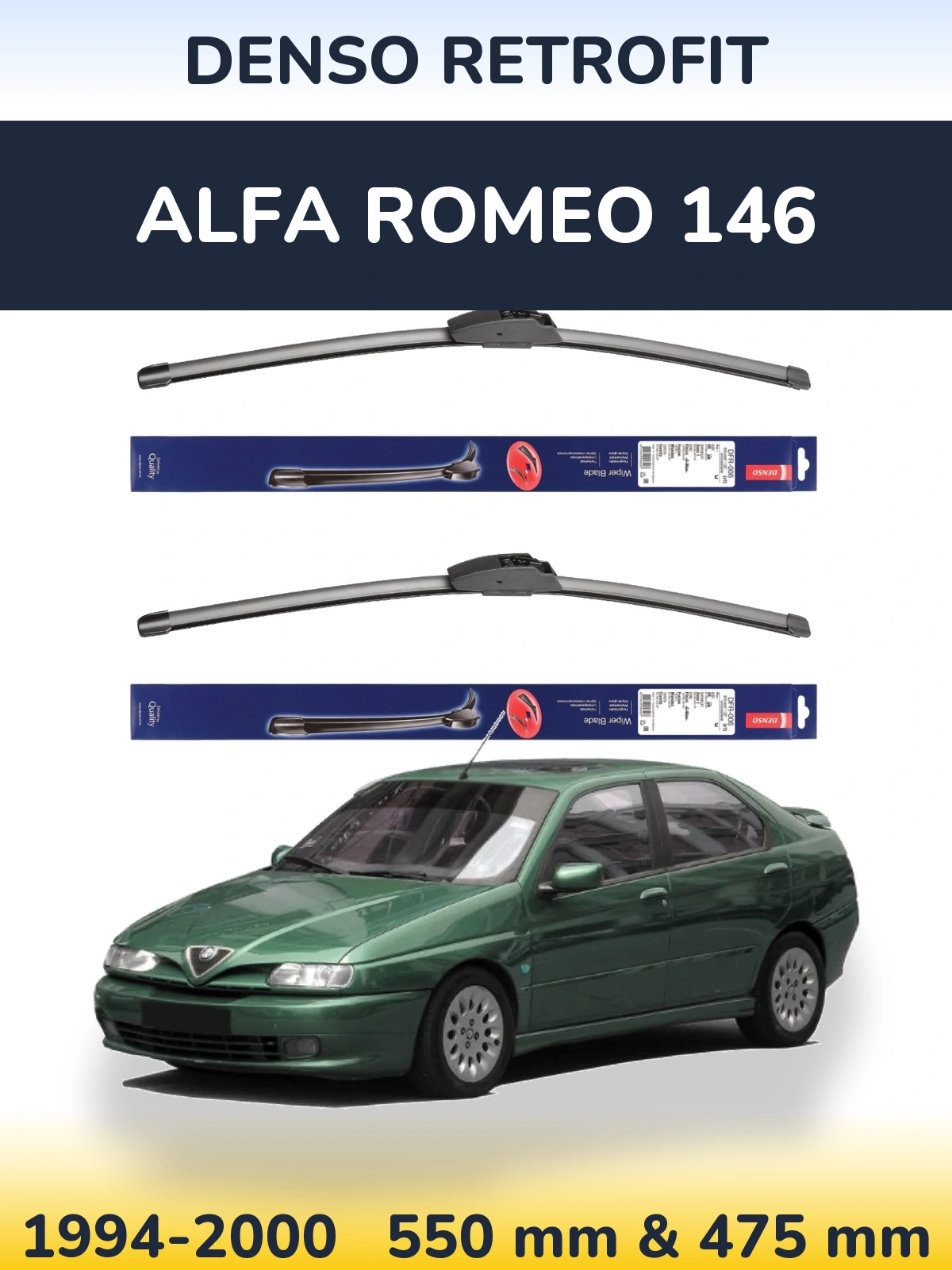 Комплект передних дворников Denso Retrofit 550 & 475 мм для Alfa Romeo 146 1994-2000