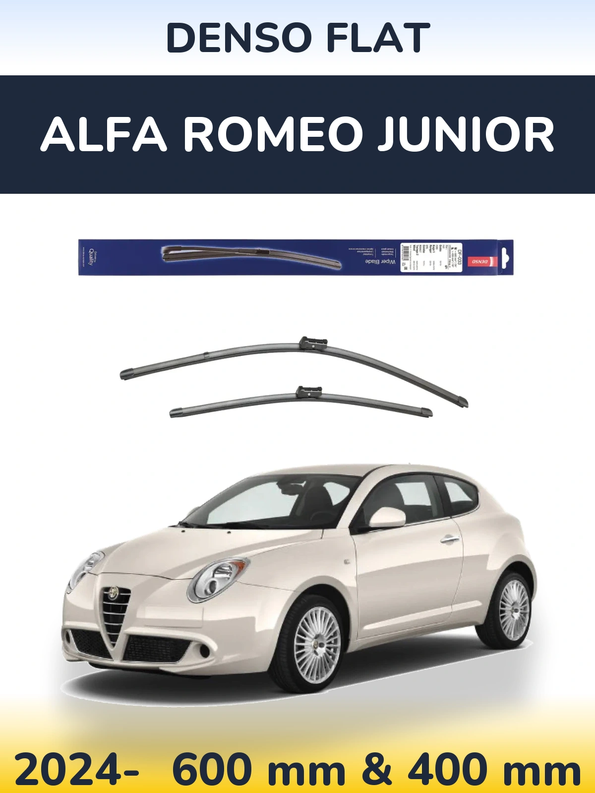 Комплект передних дворников Denso Flat 600 & 400 мм для Alfa Romeo Junior 2024-2026