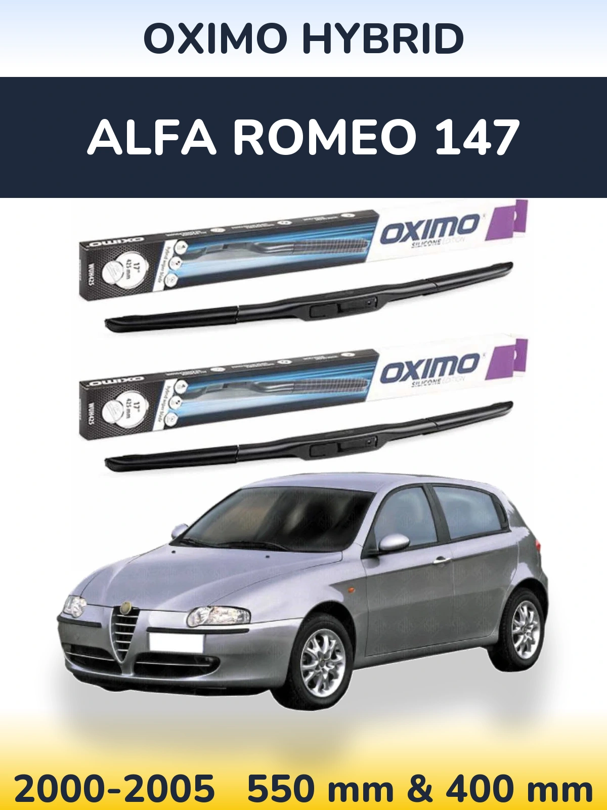 Komplet przednich wycieraczek Oximo Hybrid 550 & 400 mm do Alfa Romeo 147 2000-2005