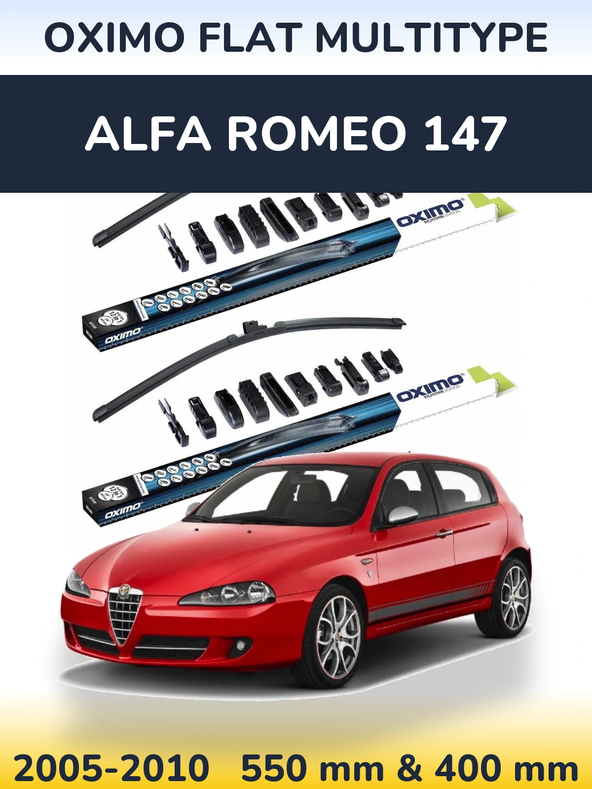 Front wiper blade set Oximo Flat MultiTypee 550 & 400 мм for Alfa Romeo 147 2005-2010
