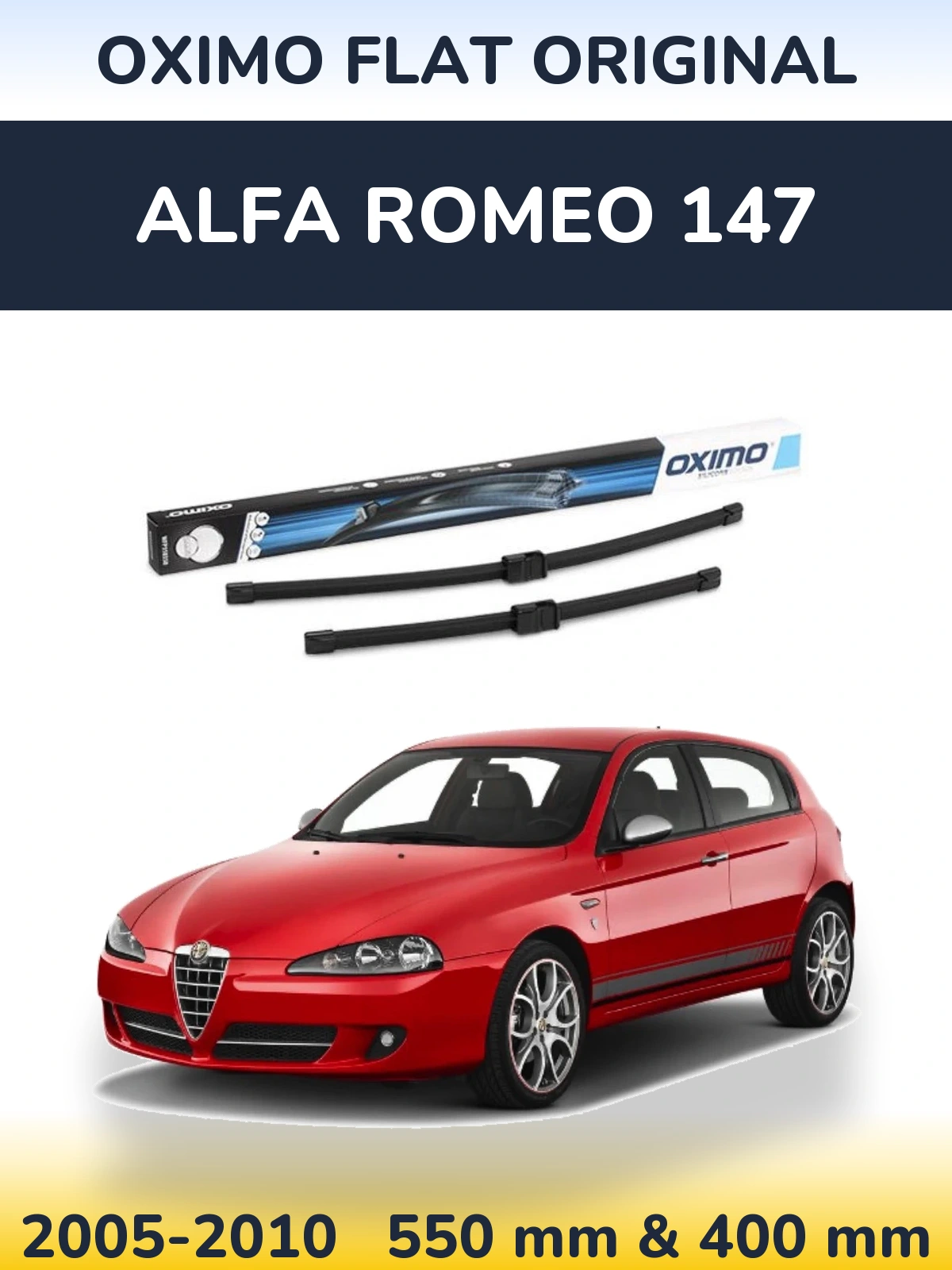 Front wiper blade set Oximo Flat Original 550 & 400 мм for Alfa Romeo 147 2005-2010