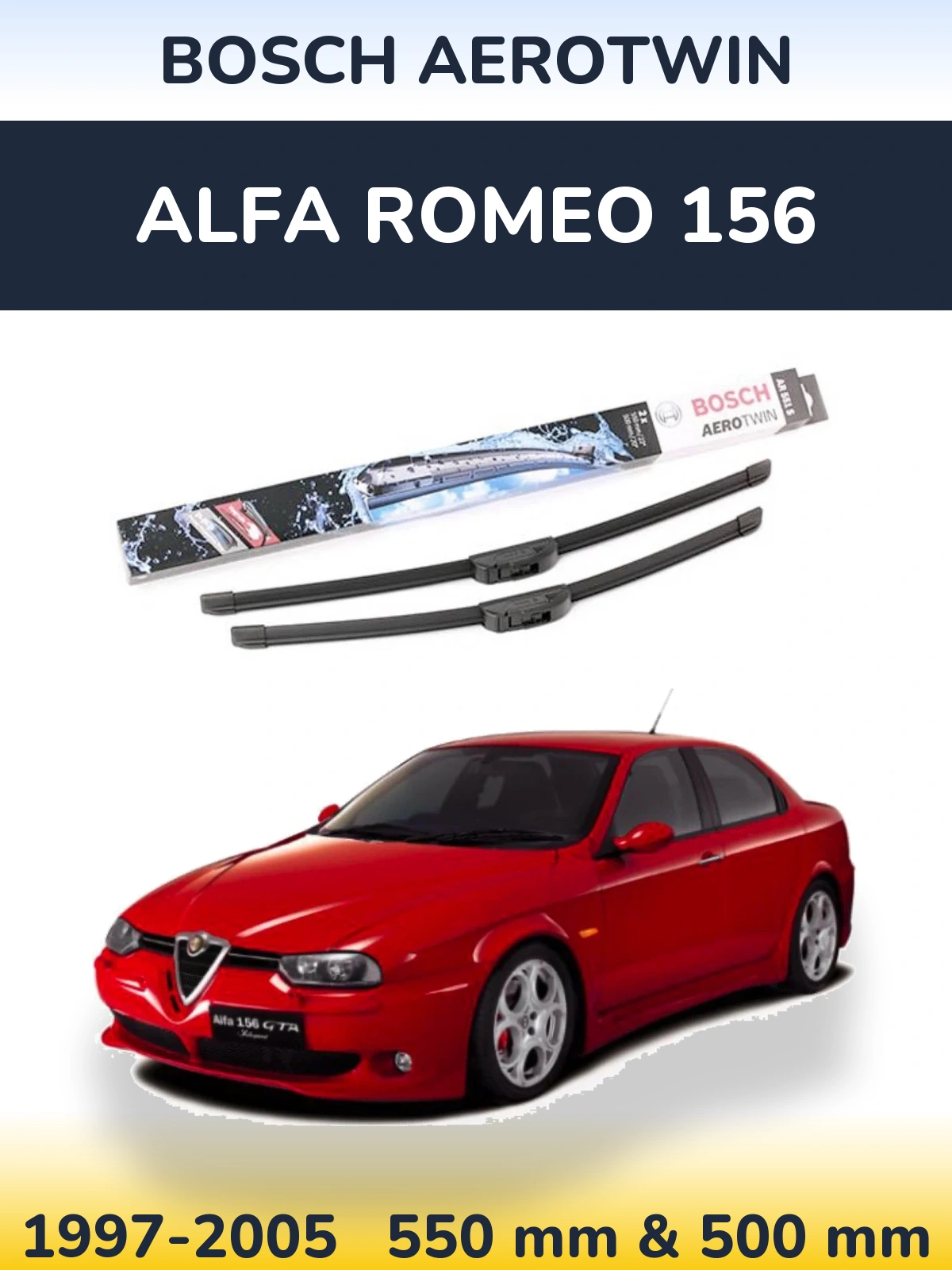Komplet przednich wycieraczek BOSCH AeroTwin 550 & 500 mm do Alfa Romeo 156 1997-2005